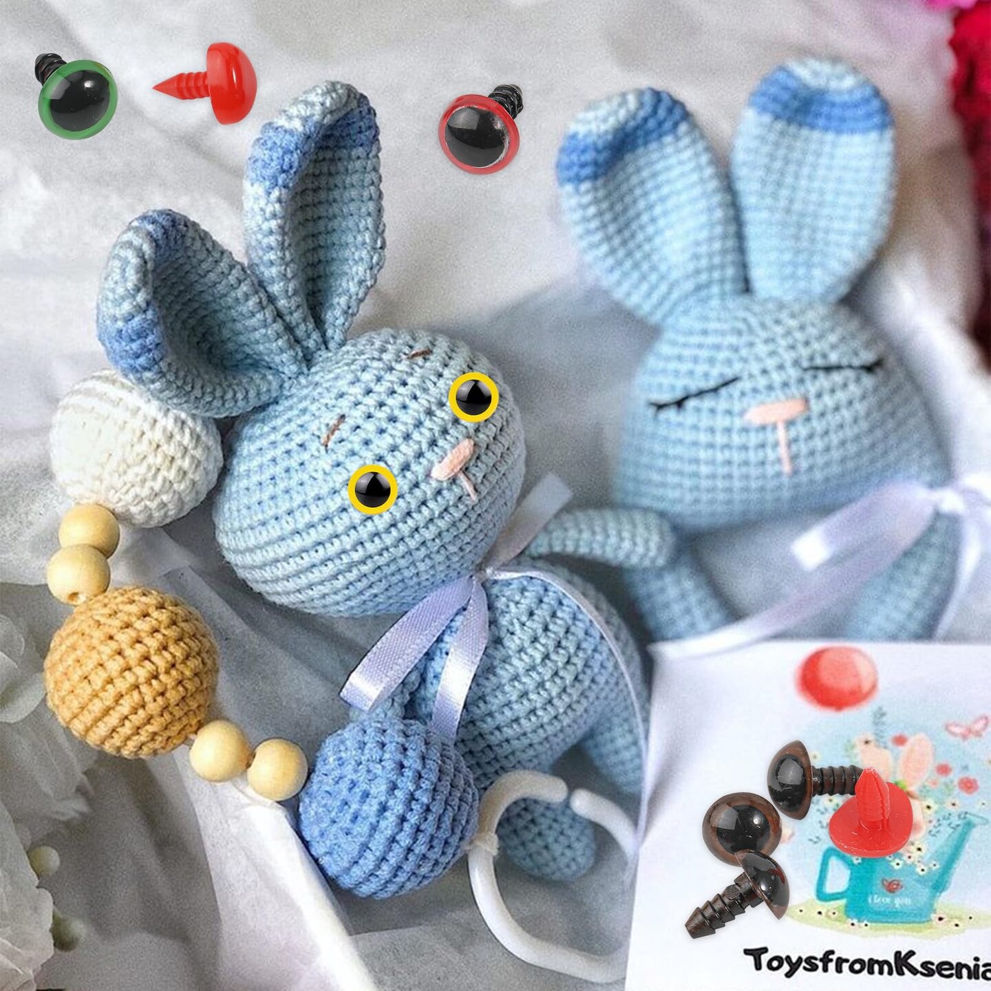 1100PCS Safety Eyes and Noses, Amigurumi Safety Eyes for Crocheting, Colorful Doll Crochet Eyes with Washers for Plush Animal, Crochet Toy, Stuffed Doll and Teddy Bear (Various Sizes)