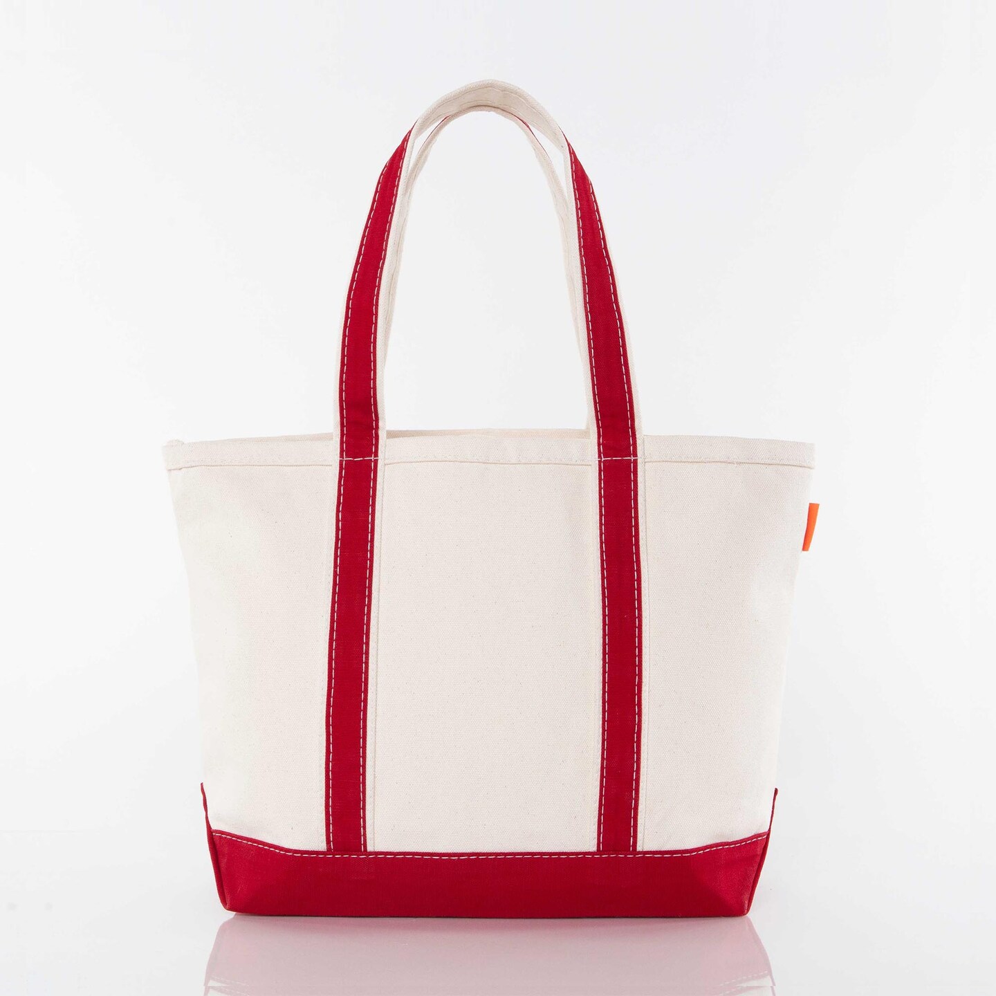 Medium Classic Tote -- 18 oz. Heavyweight Durable Canvas -- Natural Canvas & Red Color