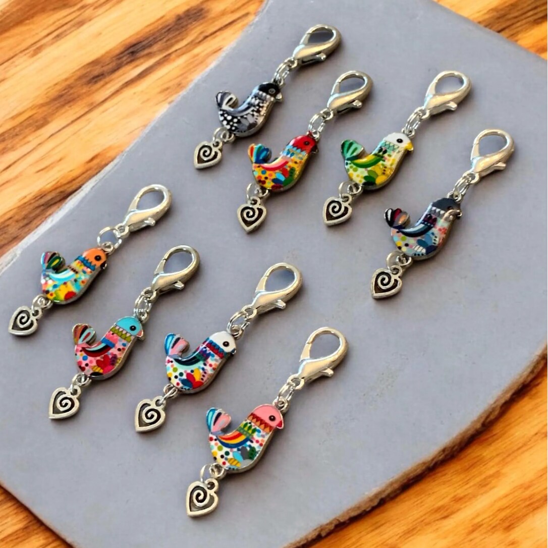 BoHo LOVE DOVE Enameled Double, Large Lobster Clasp Clip-on Charm BoHo LOVE DOVE Enameled Double, Large Lobster Clasp Clip-on Charm