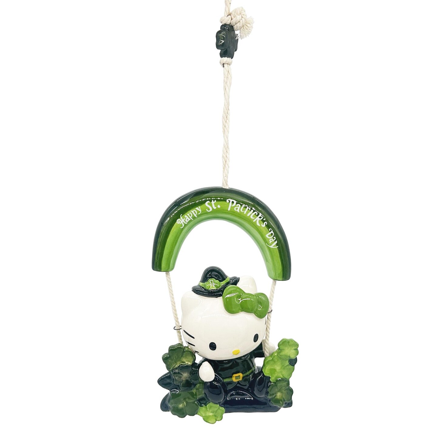Blue Sky Clayworks Sanrio St. Patrick's Day Hello Kitty Good Luck Garden 9.5" Swinger Figurine