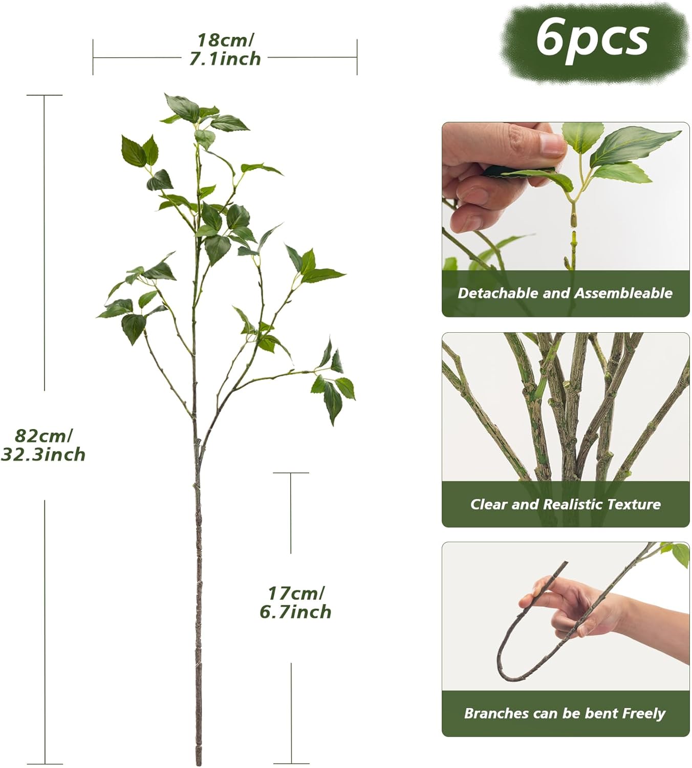 Eucalyptus Stems 32&#x22;Fake Plants Eucalyptus Greenery For Vase Artificial Plants Indoor Bay Leaves Bathroom Decor Fake Leaves Greenery Stems Eucalyptus Leaves Dining Room Decor Nordic Decor(6PCS)