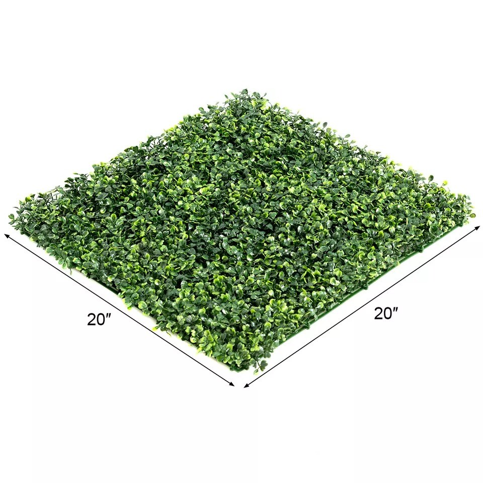 12 PCS 20"x20" Durable Artificial Boxwood Plant Wall Panel Hedge Fence Natual