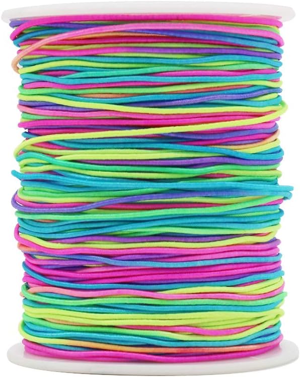 1mm Elastic String, 328 Feet Rainbow Stretchy Bracelet String Beading Cord for Bracelets