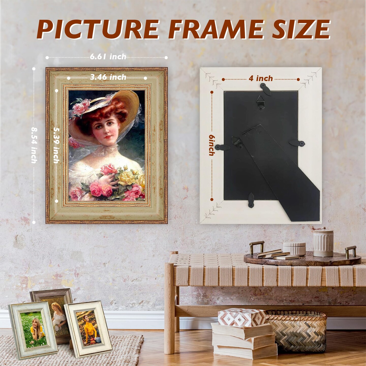 XUANLUO 3 Pack 4x6 Inch Farmhouse Rustic Picture Frame Sets Distressed Farmhouse Plastic Frame with Plexiglass for Wall Mount or Tabletop Display