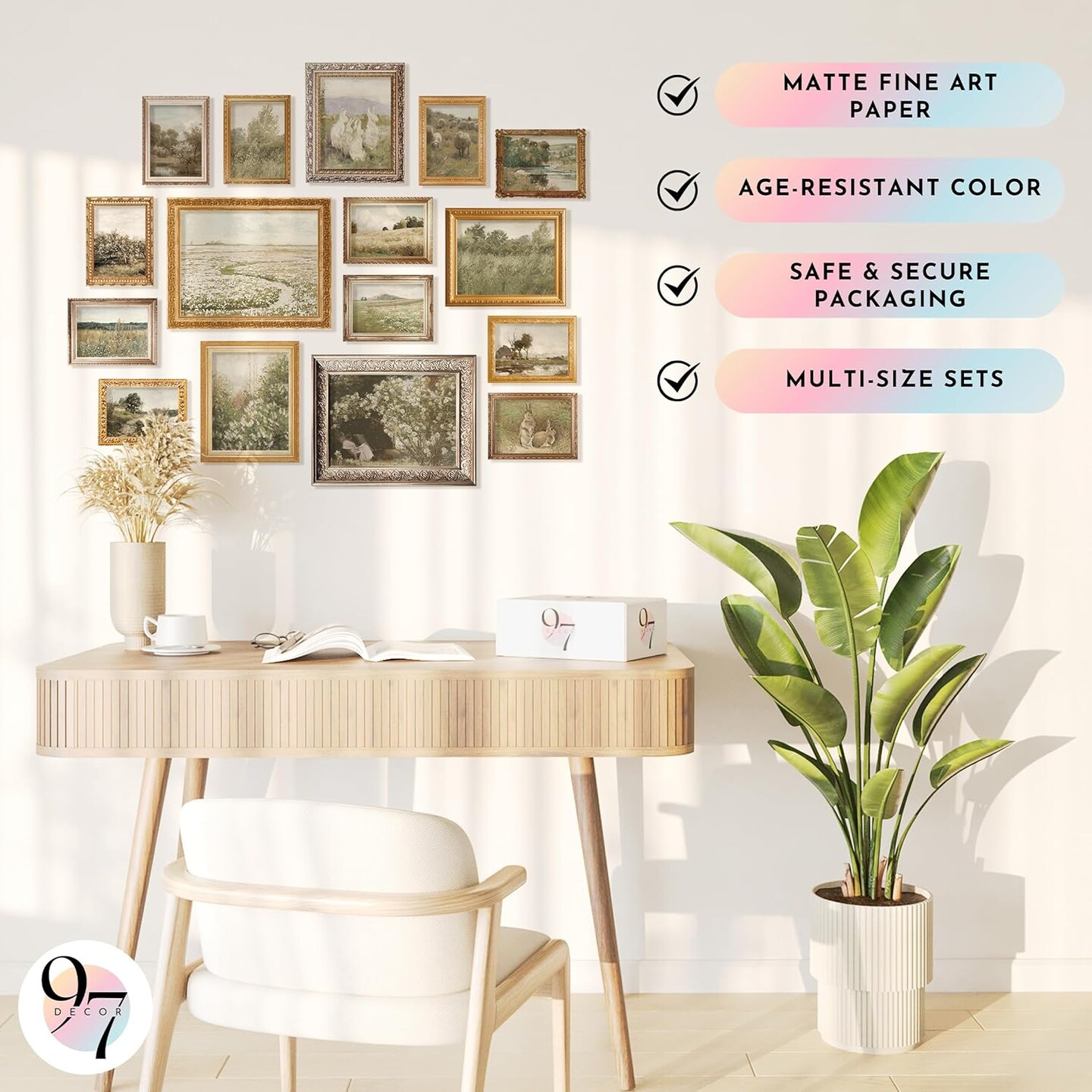 Large 11x14 French Country Wall Art Decor - Vintage Wall Art Prints, Farmhouse Wall Decor Vintage Botanical Print, Nature Poster Landscape Painting Spring Pictures For Bedroom (Unframed)