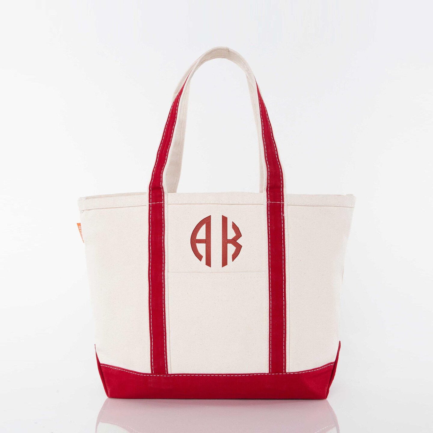 Medium Classic Tote -- 18 oz. Heavyweight Durable Canvas -- Natural Canvas &#x26; Red Color