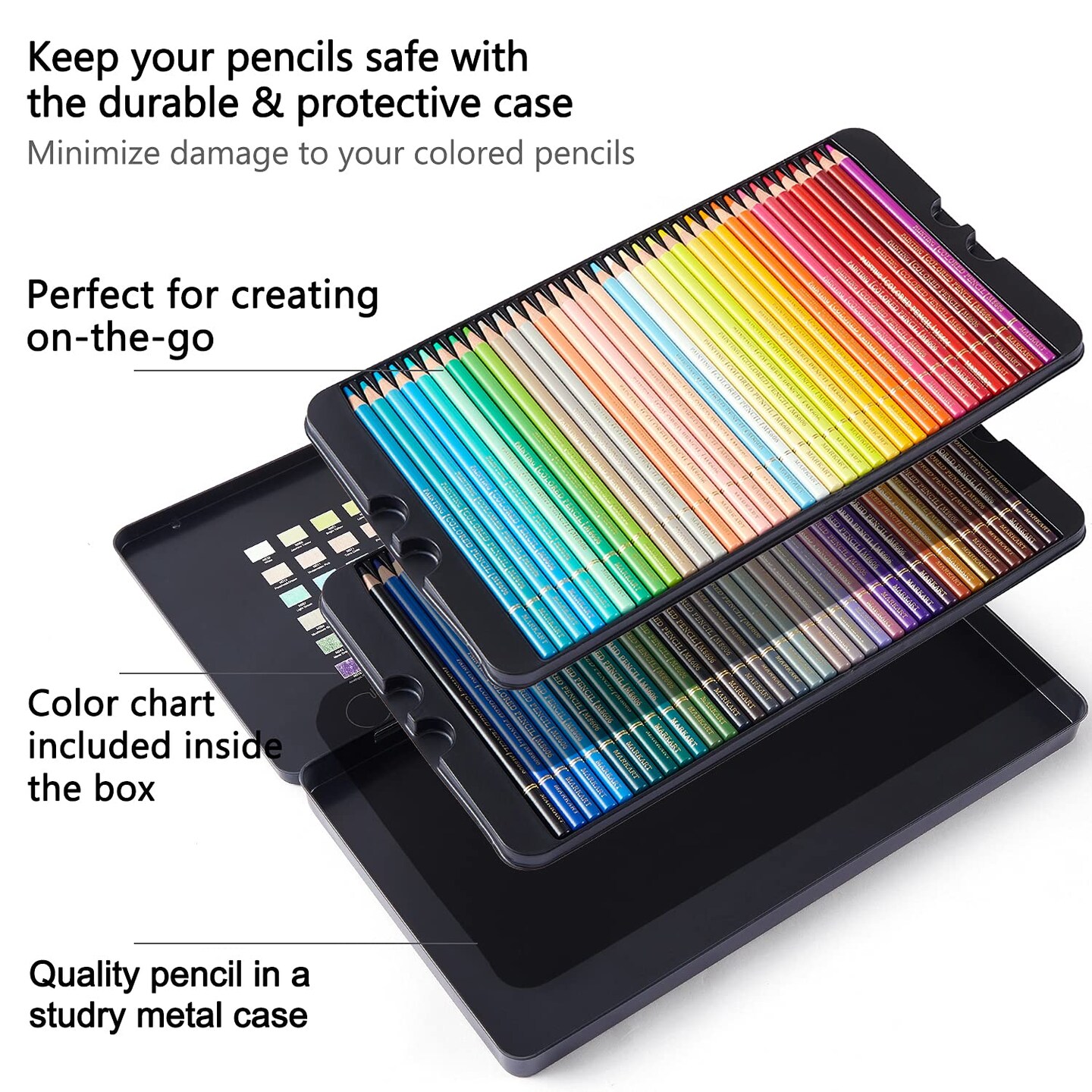 72 Count Colored Pencils for Adult Coloring Books, Soft Core, Ideal for Drawing Blending Shading, Color Pencils Set Gift for Adults Kids Beginners in Tin Box