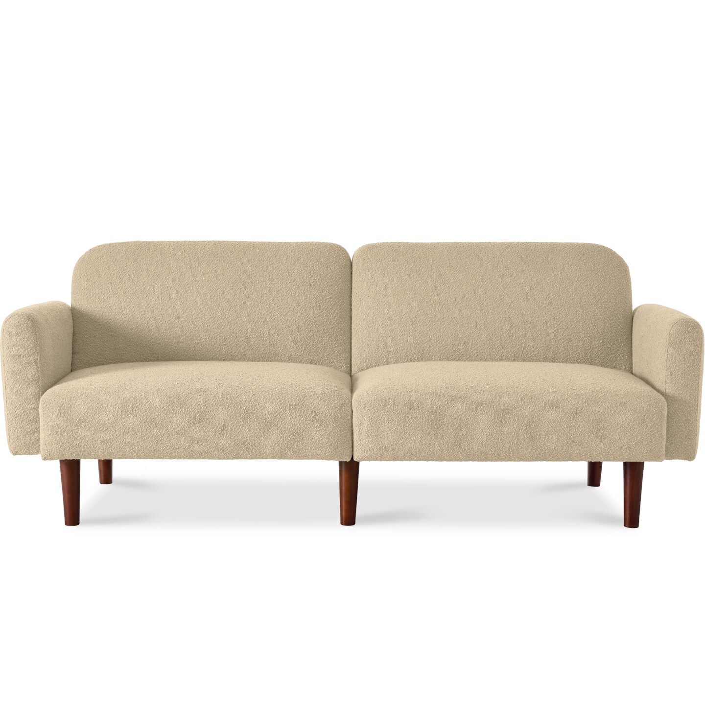 Best Choice Products Curved Convertible Futon, Boucle Fabric Split-Back Sleeper Bed