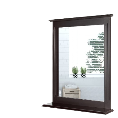 Bathroom Multipurpose Wall-Mounted Mirror W/Shelf Vanity Makeup Mirror Brown