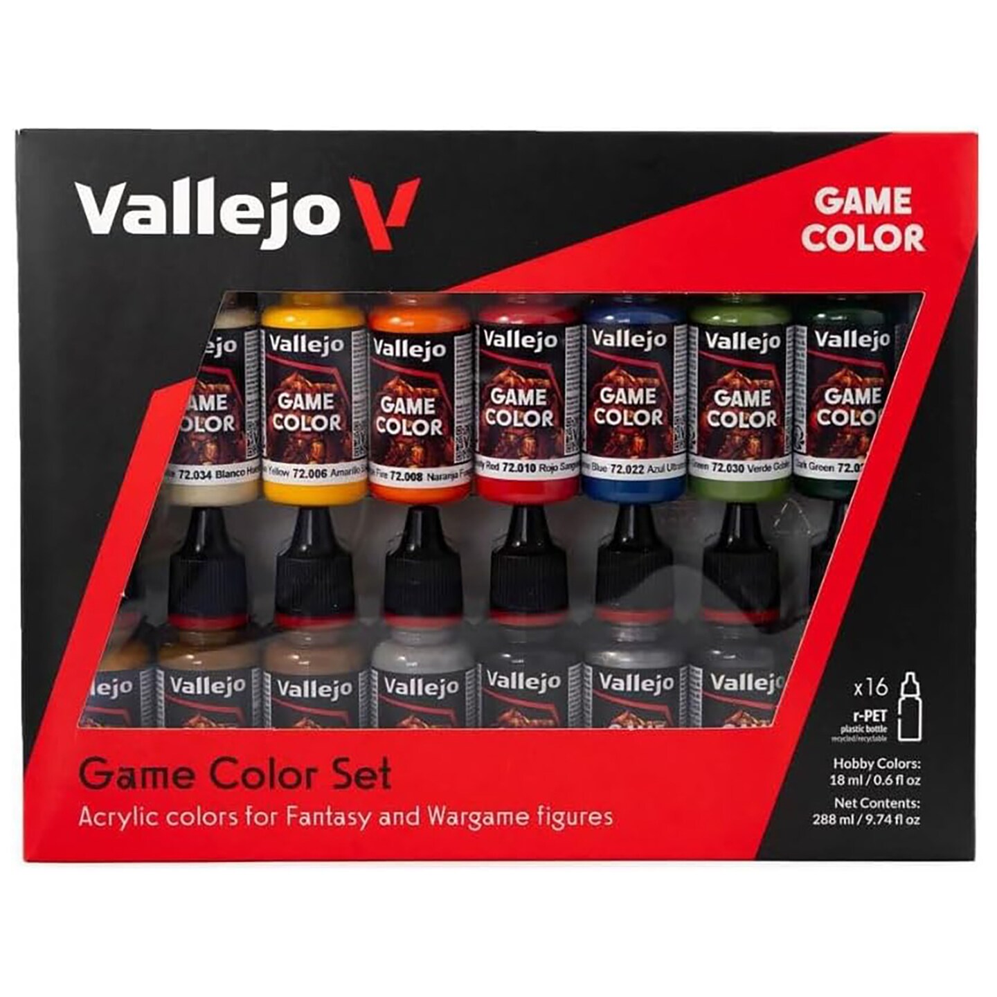 Vallejo Paints: Game Color Set - Introduction - 16 Paint Colors - 18ml (.60oz) Bottles, Starter Set for Fantasy & Wargame Figures, Miniatures & Hobby