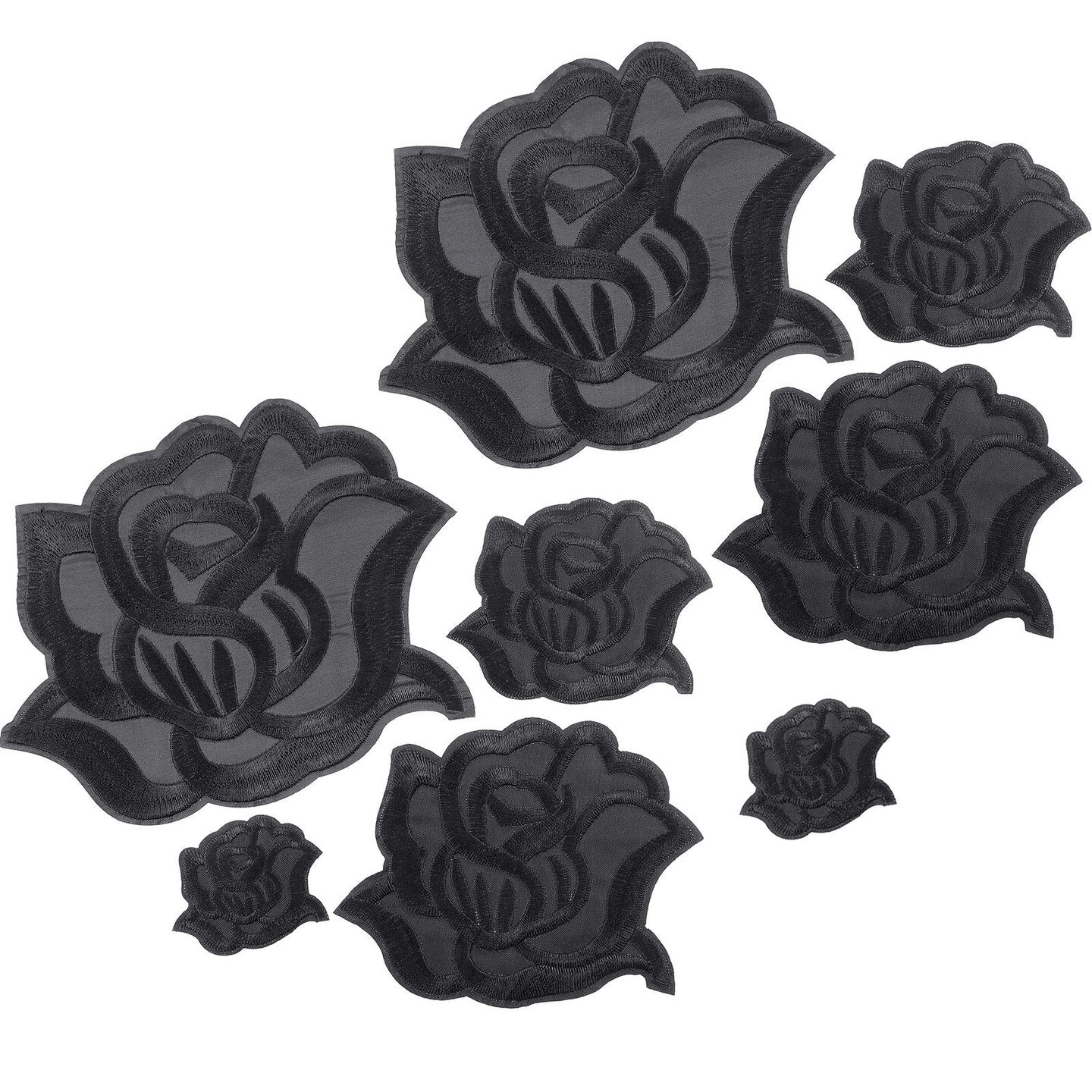 Grey Flower Patch Embroidered Lot Of 4 – Iron-On / Sew-On – Floral DIY Craft Embellishment