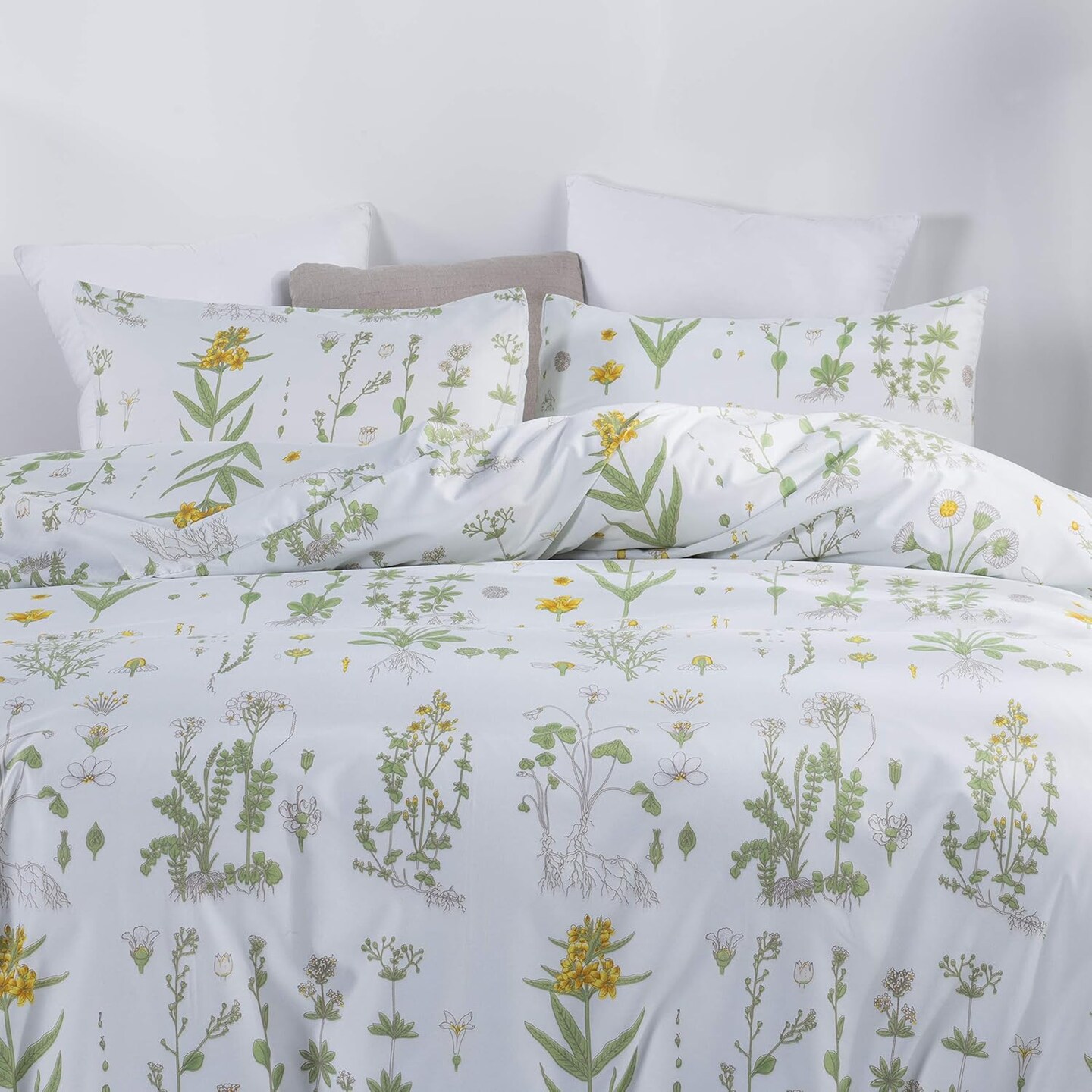 Floral Duvet Cover Set Full/Queen Comforter Cover Set Spring Plant Printed 90&#x22;x90&#x22;&#xFF08;1 Comforter Cover and 2 Pillow Shams Soft Bedding Set
