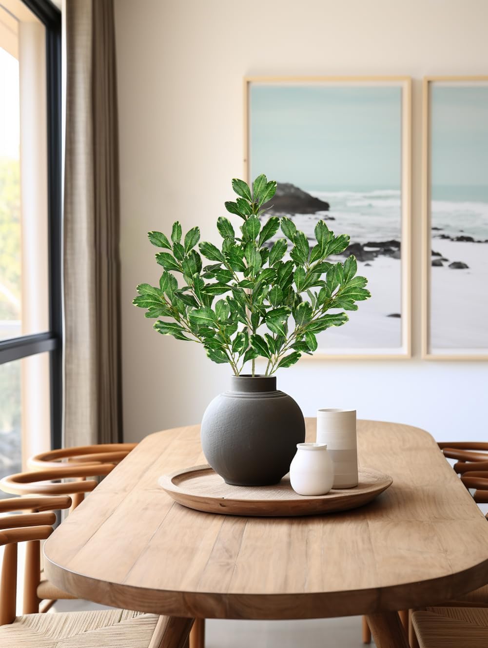 3PCS Artificial Greenery Stems 31.5 Inch Faux Branches for Vase Fake Pittosporum Tobira Leaves Branches Long Stems Plants Leaf Bushes for Floral Arrangement Bouquets Party Wedding Home Decor Green
