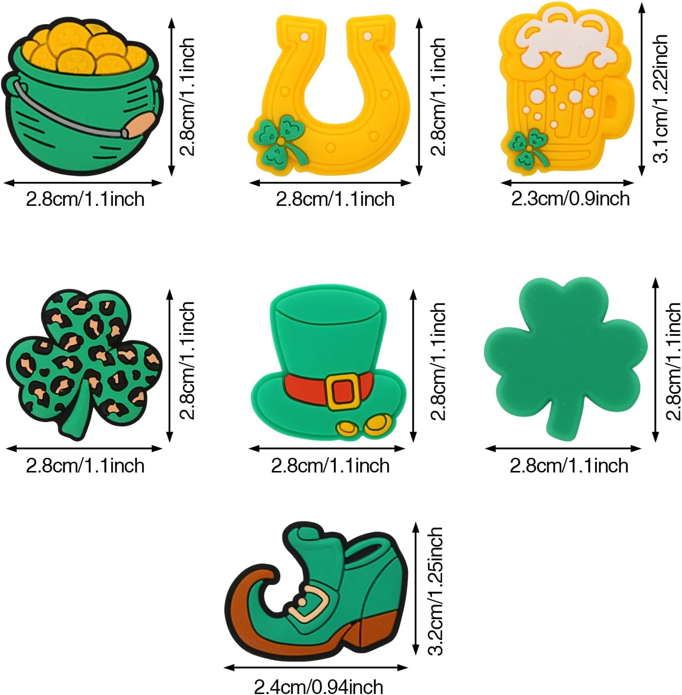 Silicone Focal Beads Kit, 14 Pcs St. Patrick's Day Theme, Assorted Shapes, Silicone Beads Bulk for Jewelry Making