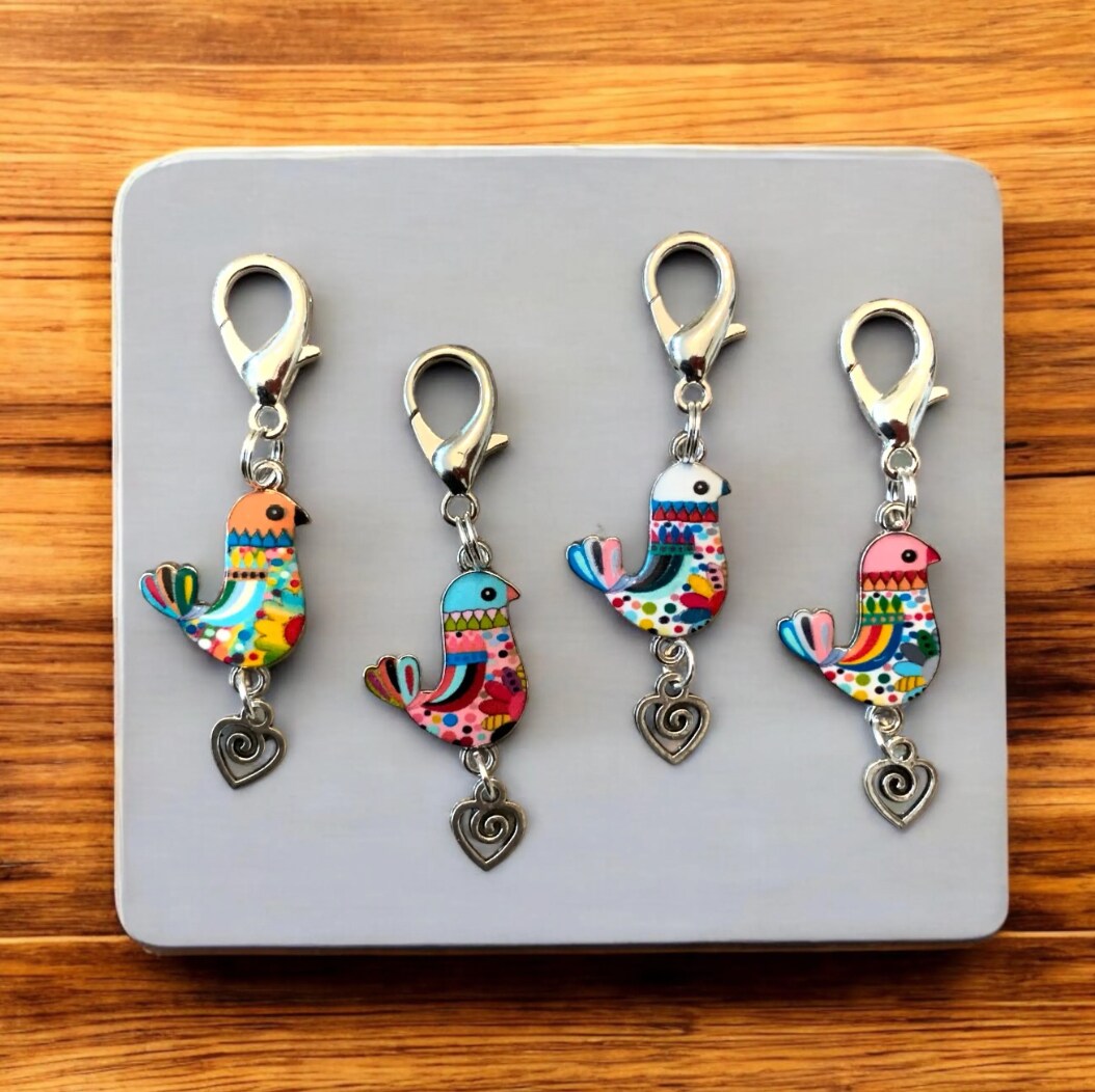 BoHo LOVE DOVE Enameled Double, Large Lobster Clasp Clip-on Charm