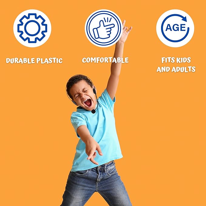 4E's Novelty Rockstar Costume Accessories Headset Prop - Headphone with Fake Mic for Kids, Men & Women, Perfect for Rockstar Costume for Kids Mic Prop