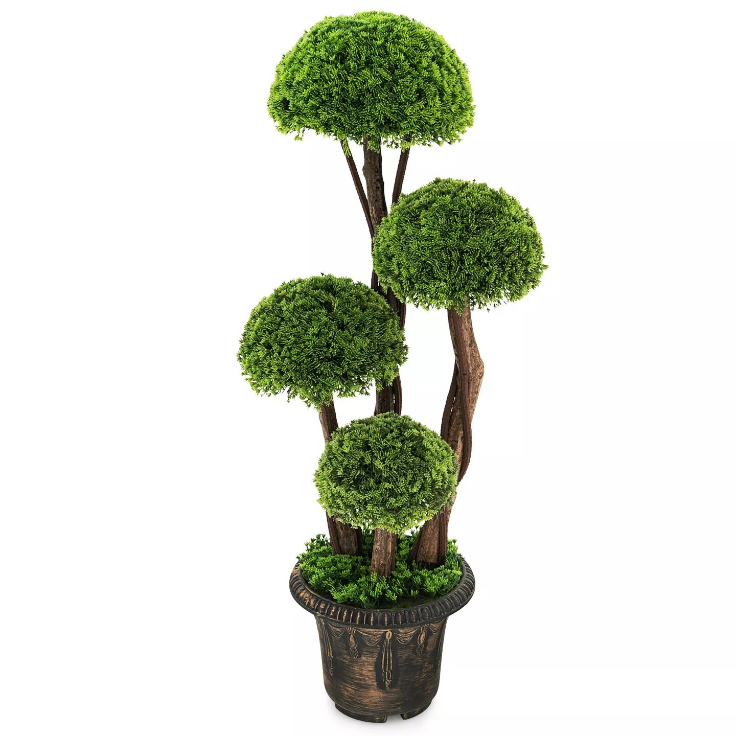3FT Artificial Tree w/ Abundant Leaves & Realistic Trunks Indoor Outdoor Decor