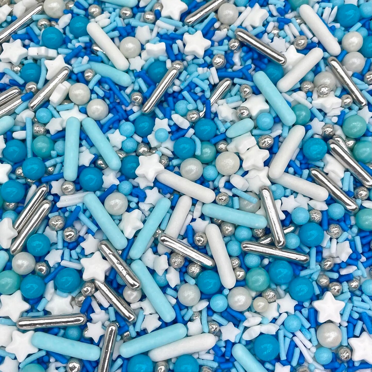 Edible Cake and Cupcake Sprinkles with Assorted Shapes and Sizes for Parties, Metallic Sprinkle Mix for Cookies, Ice Cream, Cake and Cupcake Decorating, 4 oz, Blue sprinkles