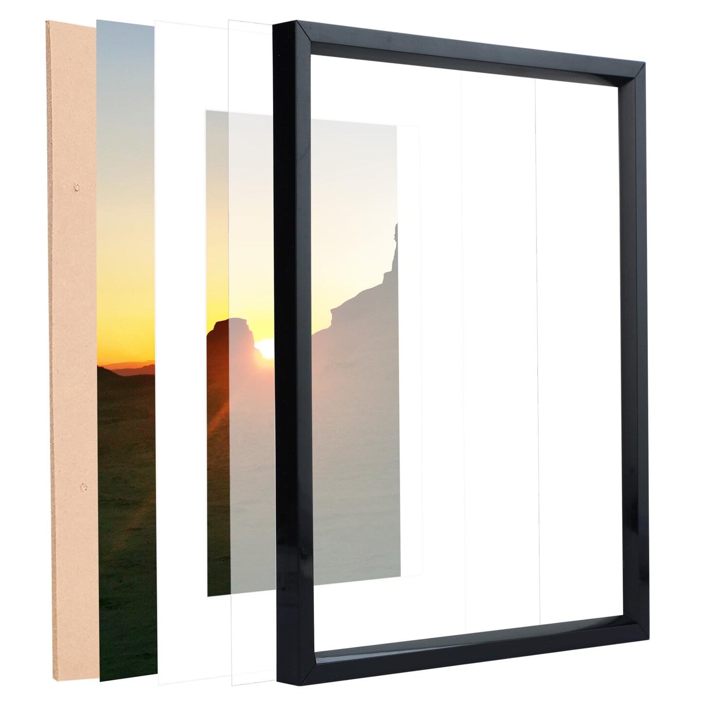 8x10 Picture Frame Black, Collage 6 Pack Display Pictures 8x10 Without mat 5x7 With mat Collage Pictures Frame 8x10,Black,6Pack