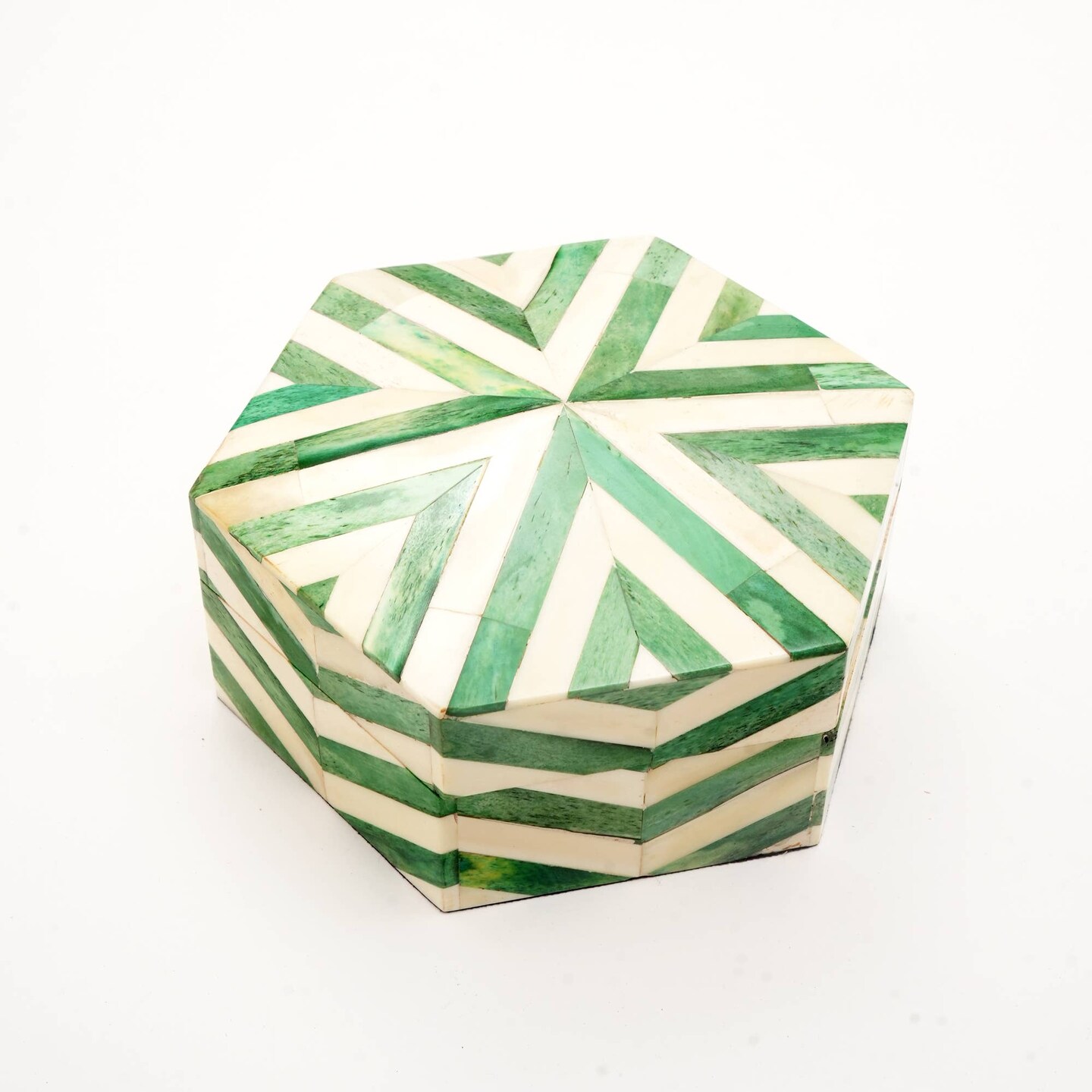 Zigzag Pattern Hexagon Shape Storage box/Decorative Box-6.5X6.5X3&#x22;