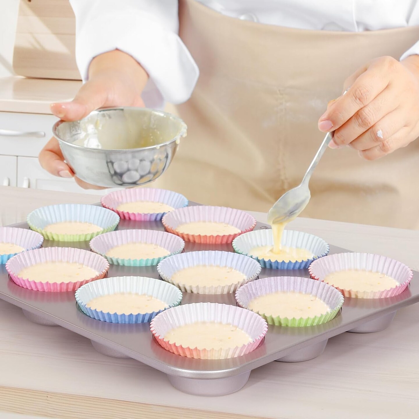 Standard Cupcake Liners 400 Count Colorful Paper Baking Cups Disposable Cupcake Wrappers for Wedding and Party Baking Supplies (Gradient Color)