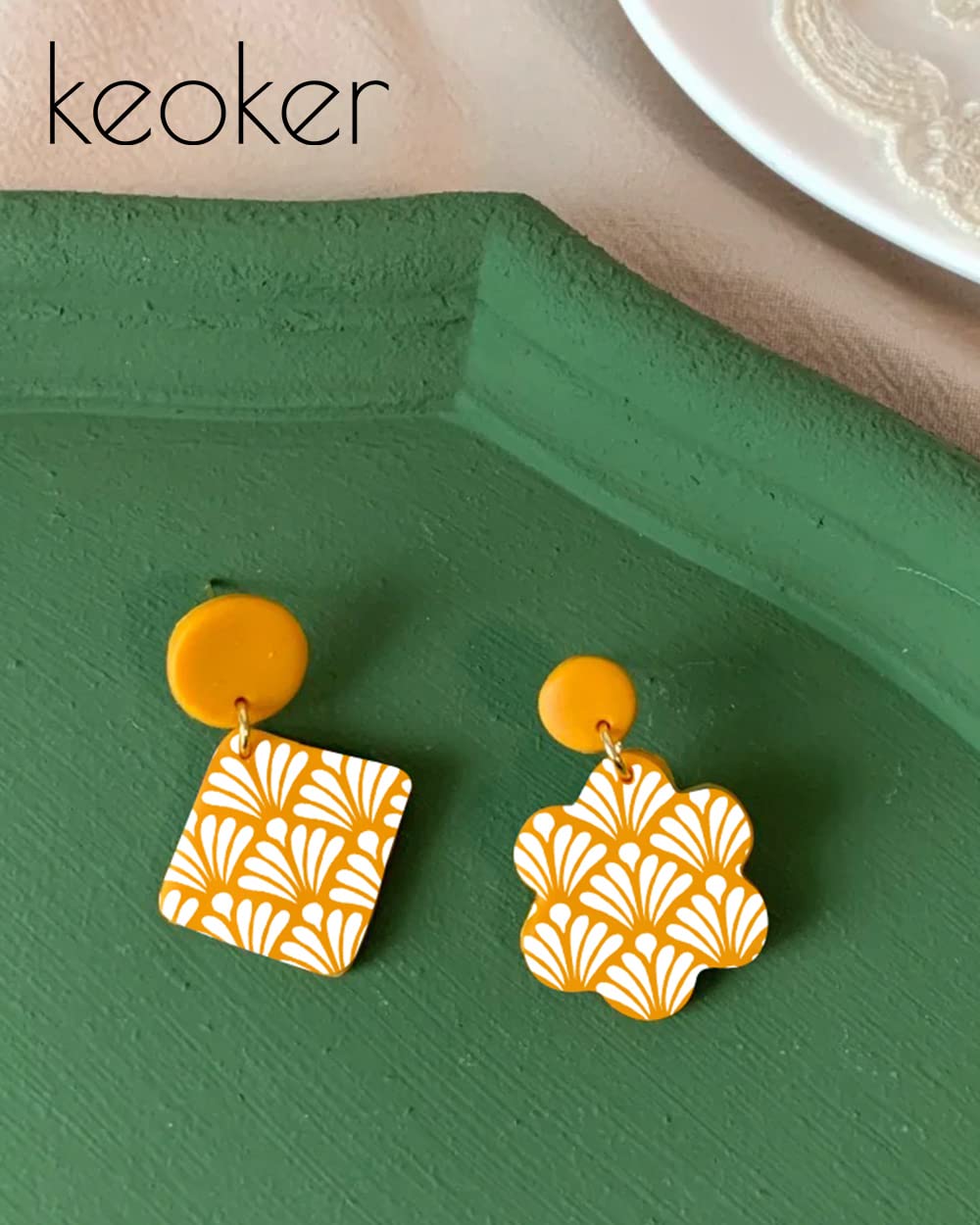 Silk Screen Stencils for Polymer Clay, 3 PCS Reusable Silkscreen Print Kit,for Printing on Clay & Other Jewelry Clay Earrings Decoration, Each 6" X 3.8"