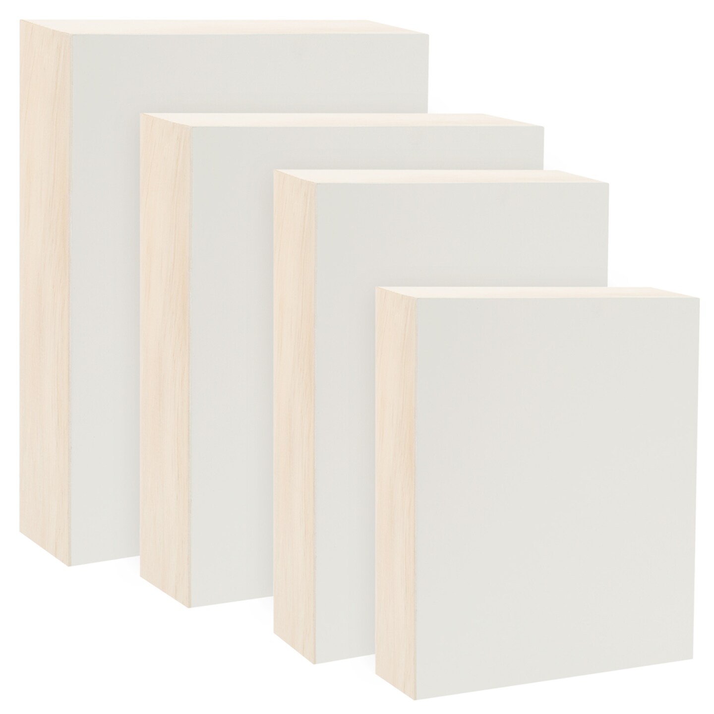 Da Vinci Pro Ultra Smooth Wood Canvas Gesso Board - 2&#x22; Deep, Bundle of 4 Medium Rectangle White Acrylic Polymer Gesso Panels for Painting Fine Portraits, Ultra Fine Detail Illustrations and Artwork