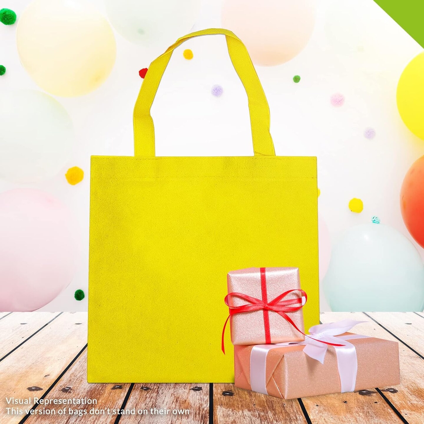 Large Reusable Fabric Gift Bags with Handles for Grocery, Christmas Tote, Birthdays, Goodies, Party Favors, Shopping, Bulk, 10x10, 12 Pack