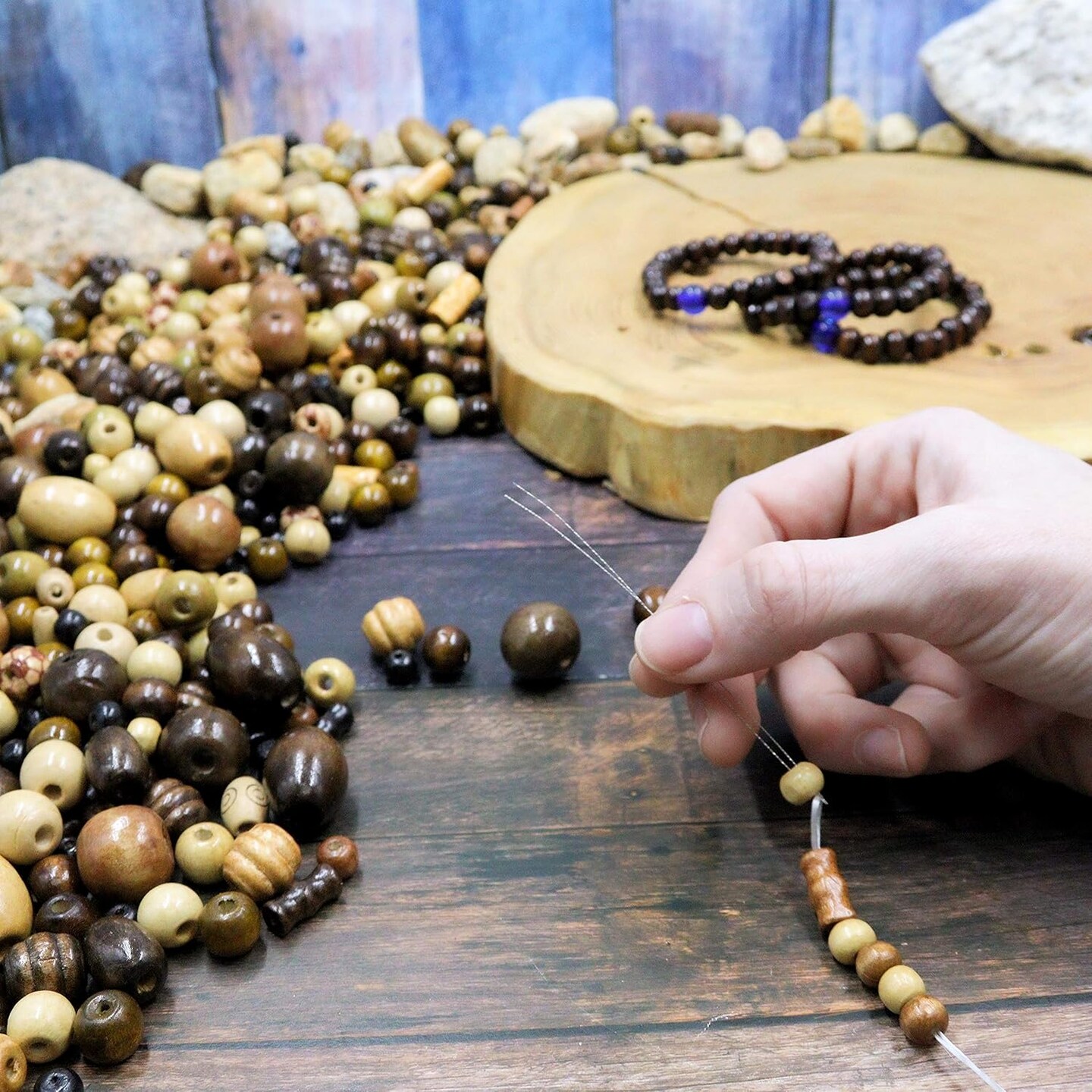 700 Wooden Beads for Jewelry Making Adults, Assorted African Beads, Wood Beads for Craft Bracelets and Necklace Jewelry