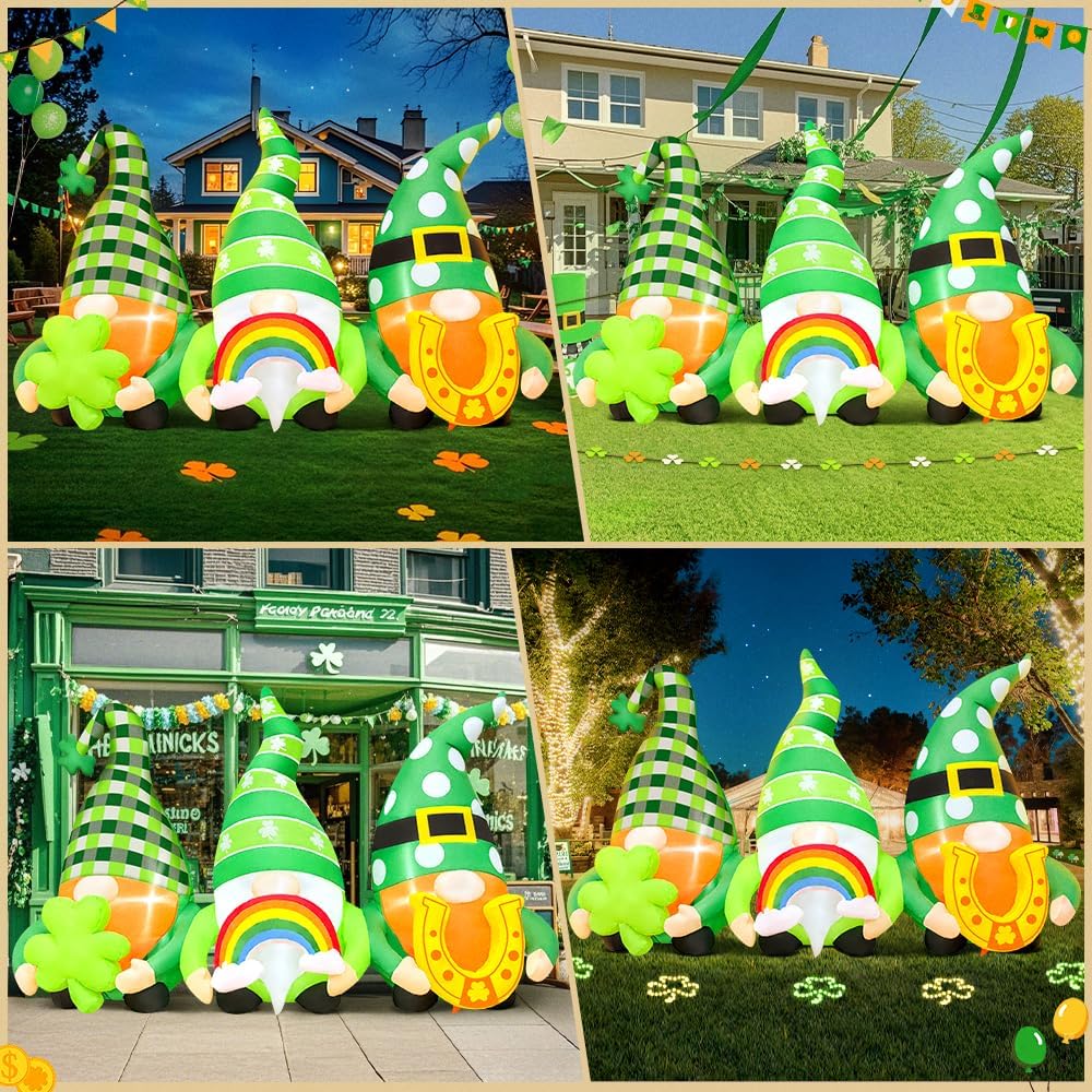 6 FT St Patricks Day Inflatables Outdoor Decorations Inflatable Gnome Leprechauns Blow Up Yard Decor Saint Patrick&#x27;s Decorations for Yard Holiday Party Garden Lawn