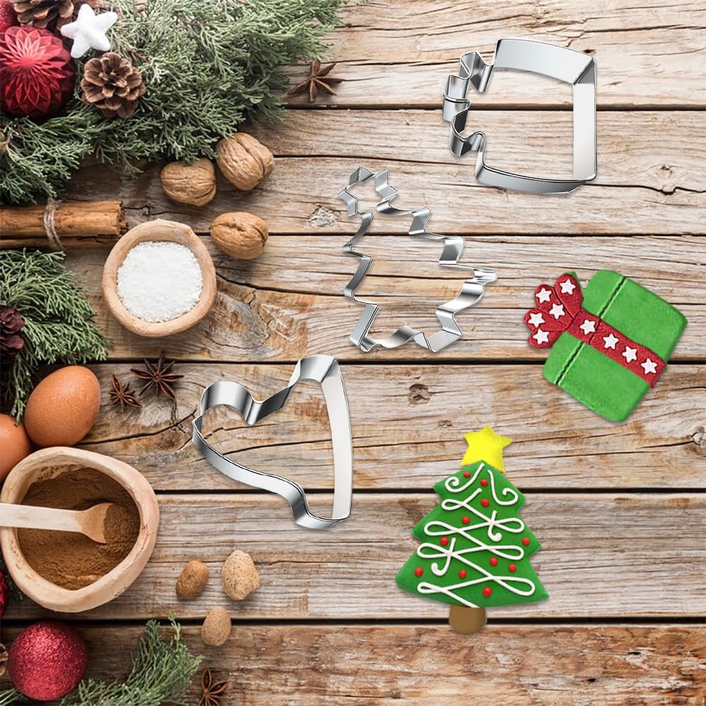 Christmas Cookie Cutters, 6 Pcs Winter Holiday Cookie Cutter Set