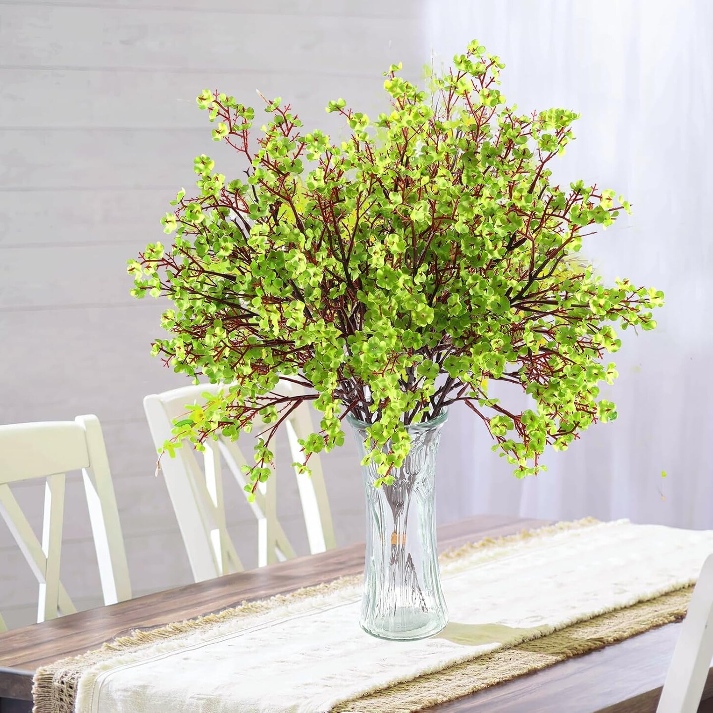 10 Pcs Babys Breath Green Flowers Artificial Gypsophila Flowers St. Patrick&#x27;s Day Fake Silk Flowers for Home Decor Spring Floral Arrangement Table Centerpieces