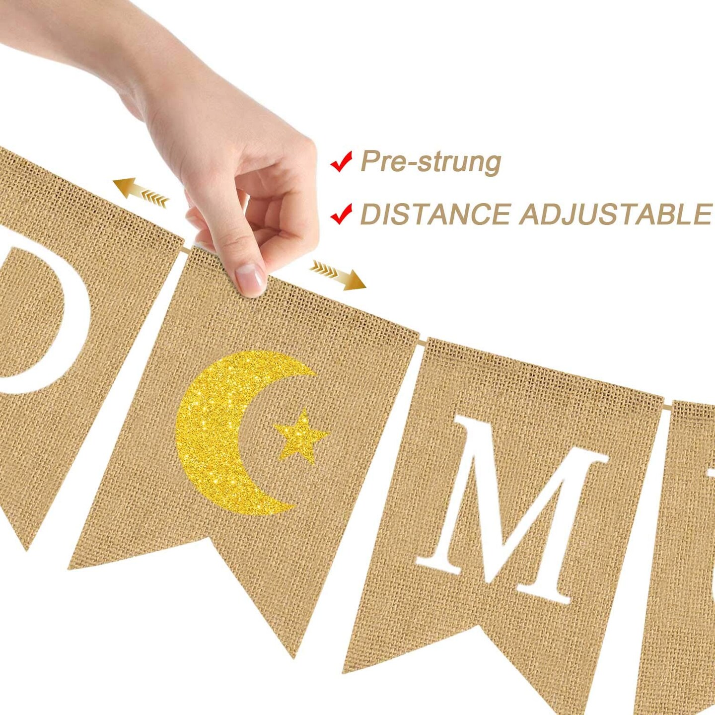 RAMADAN MUBARAK Banner with Moon and Star Mantel Fireplace Decoration