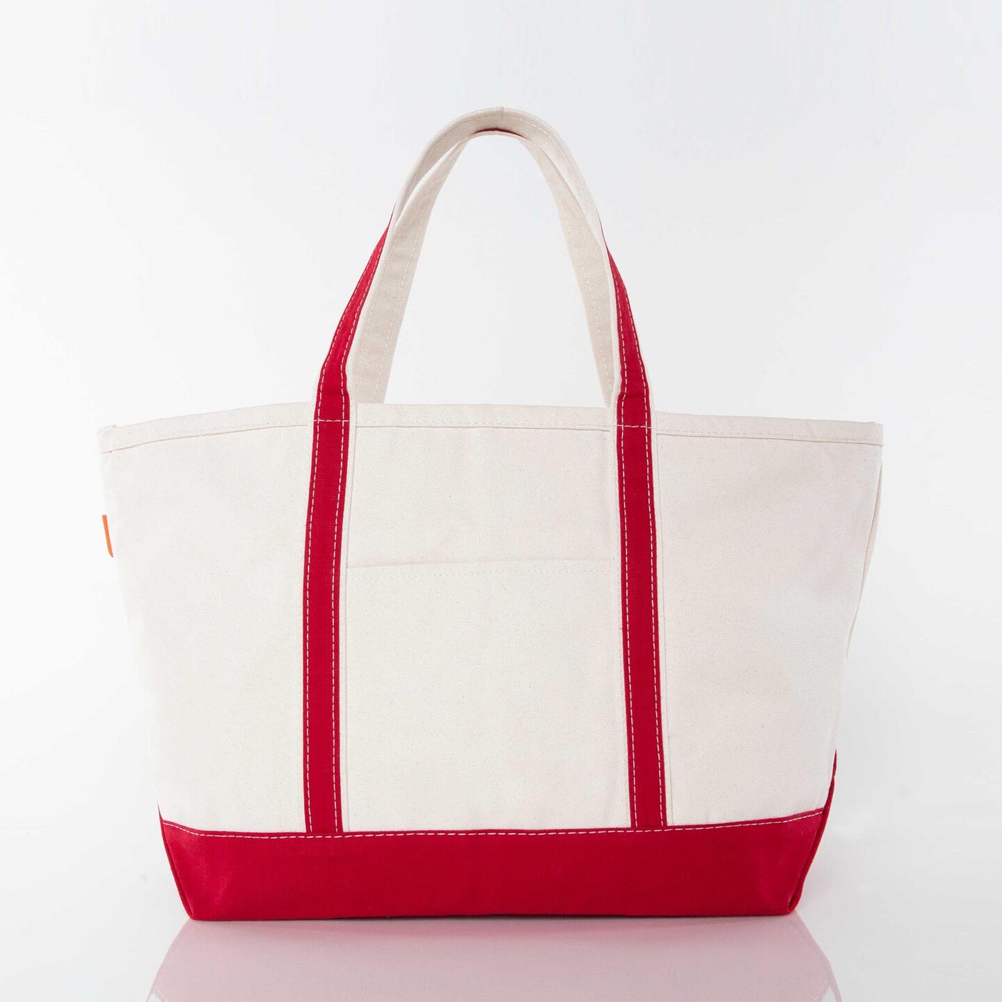 Large Classic Tote -- 18 oz. Heavyweight Durable Canvas -- Natural Canvas &#x26; Red Color