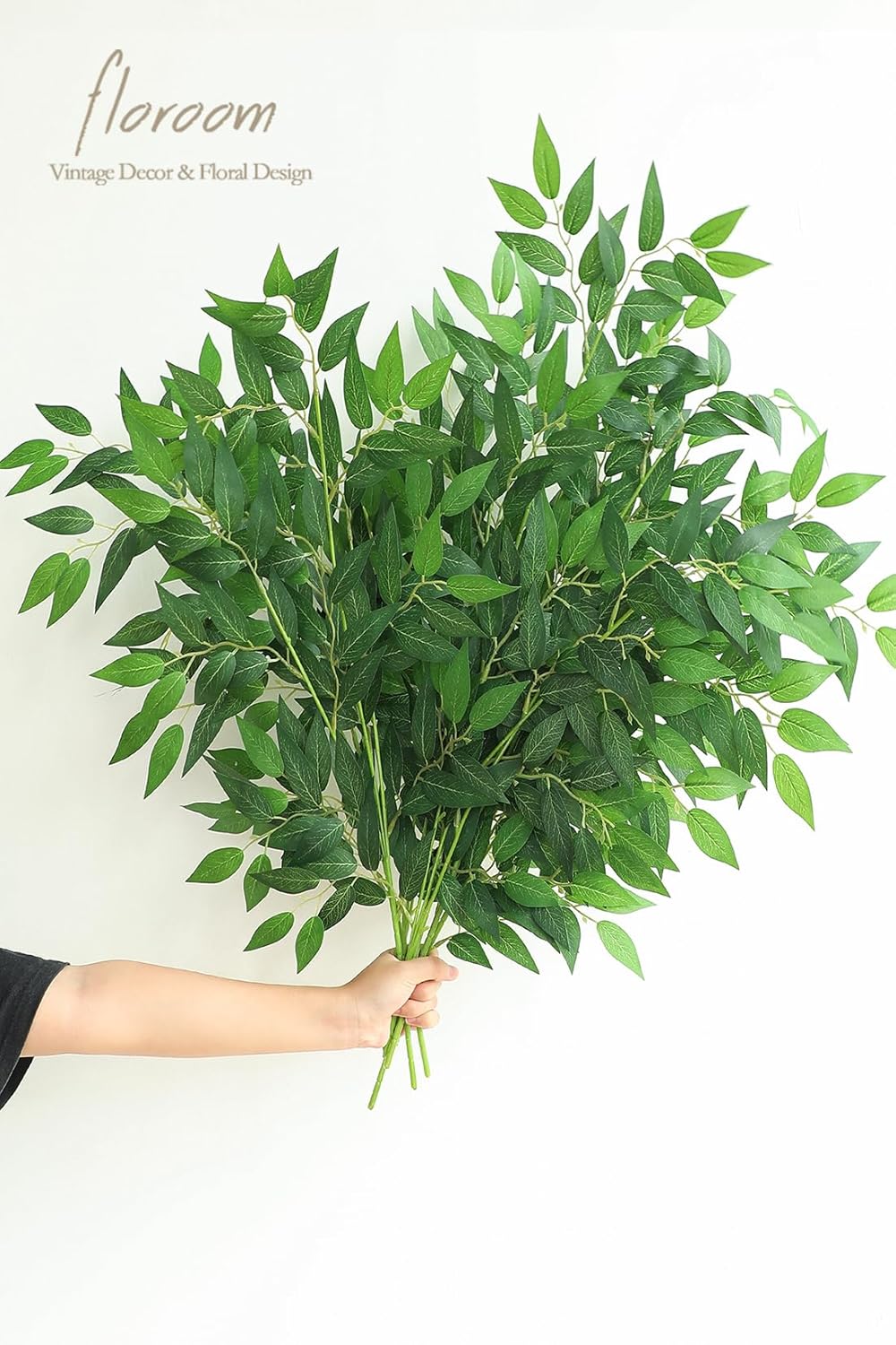 12pcs 28'' Artificial Italian Ruscus Greenery Stems, Faux Hanging Greenery Spray & Best Fake Plants Filler for Wedding Bouquet, Centerpieces, Home Decorations 2"D x 6"W x 15"H
