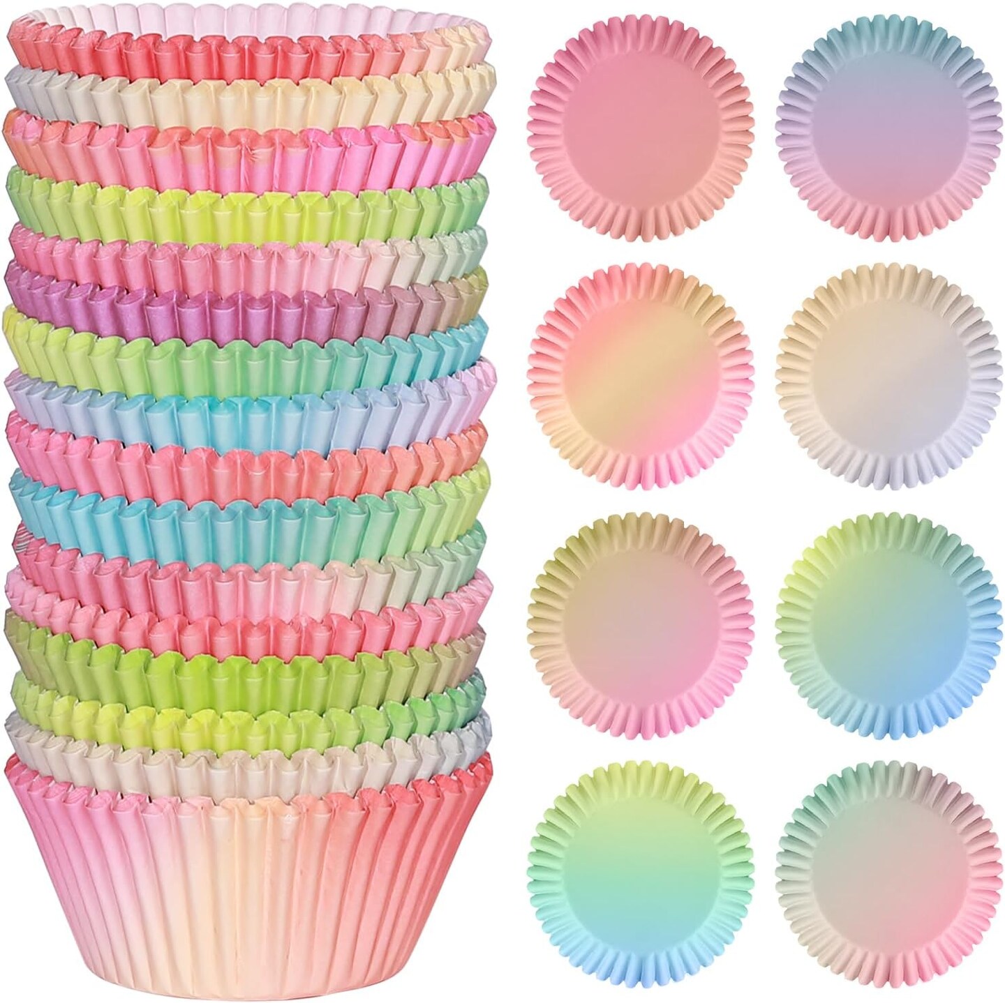 Standard Cupcake Liners 400 Count Colorful Paper Baking Cups Disposable Cupcake Wrappers for Wedding and Party Baking Supplies (Gradient Color)