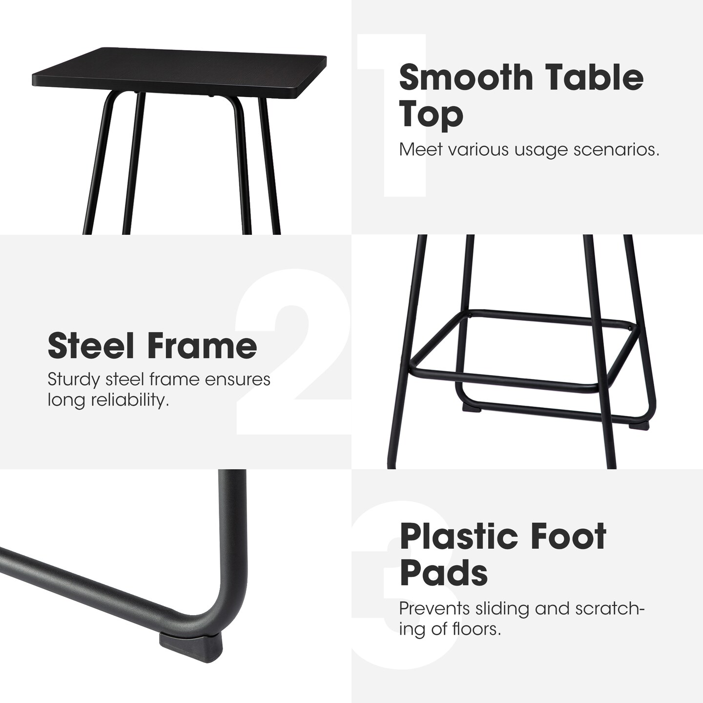 41&#x22;H Industrial Modern Square Wood Top Bar Height Pub Tables