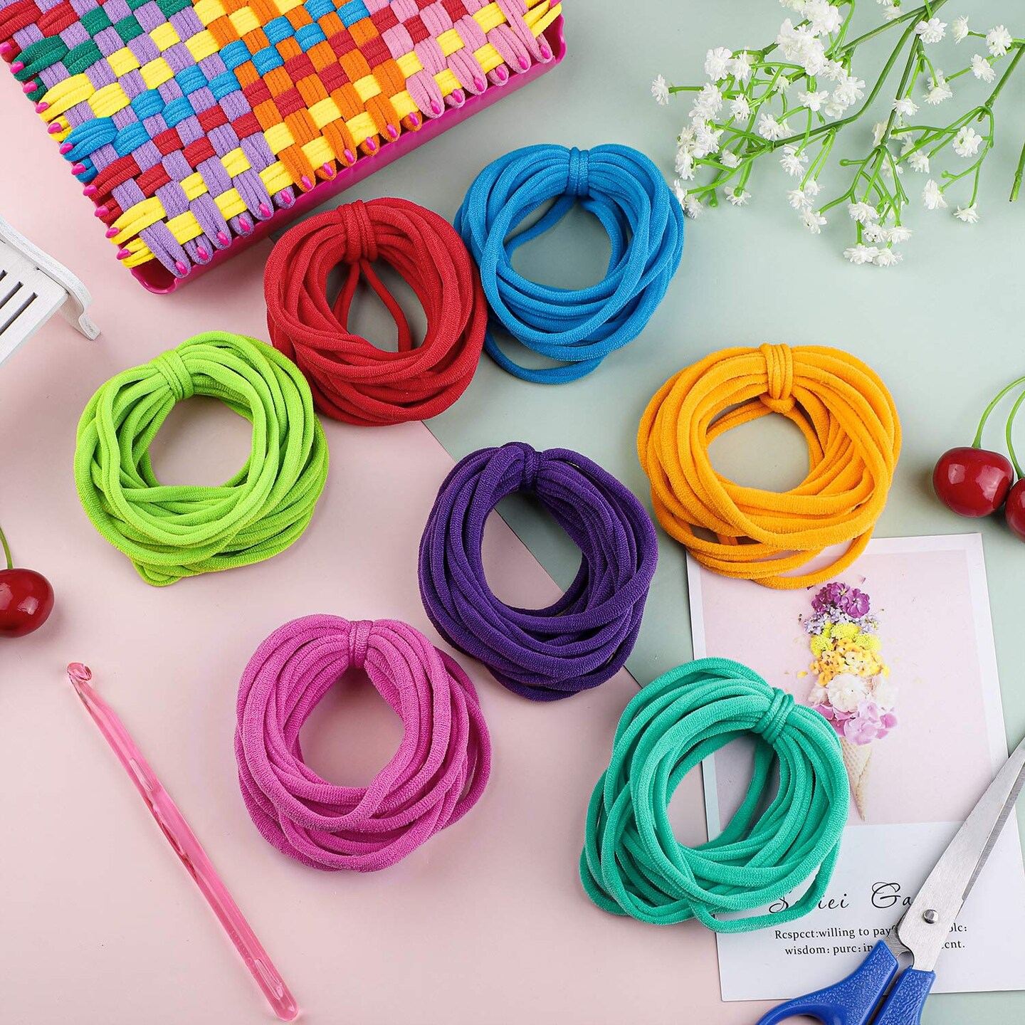 288 Pieces Loom Weaving Craft Loops Refill Elastic Potholder Loops with Multiple Colors for DIY Crafts Supplies, Compatible with 7 Inch Weaving Loom