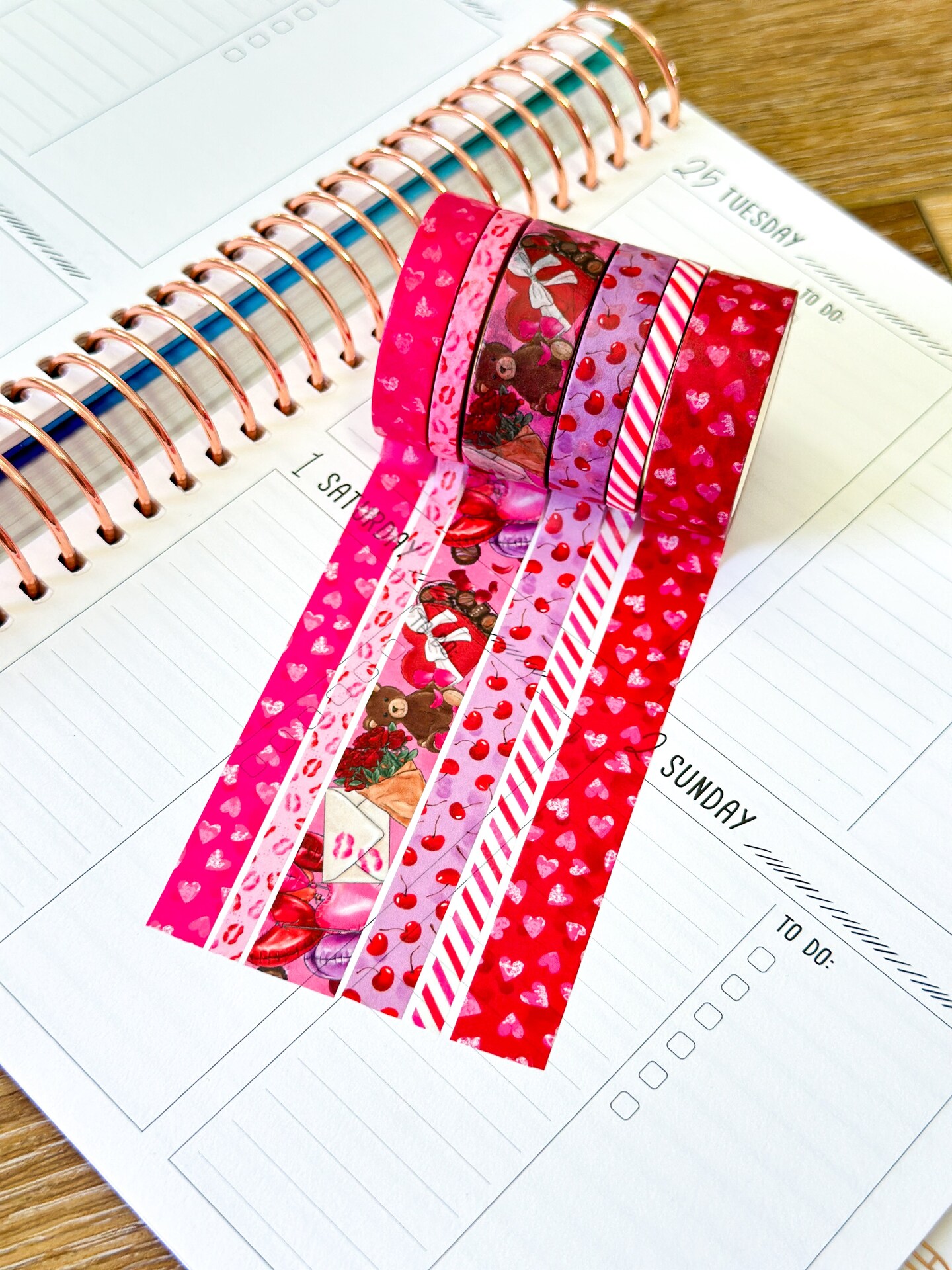 Valentines Day Love Red Pink Hearts Washi Tape Set February 2025 - W125