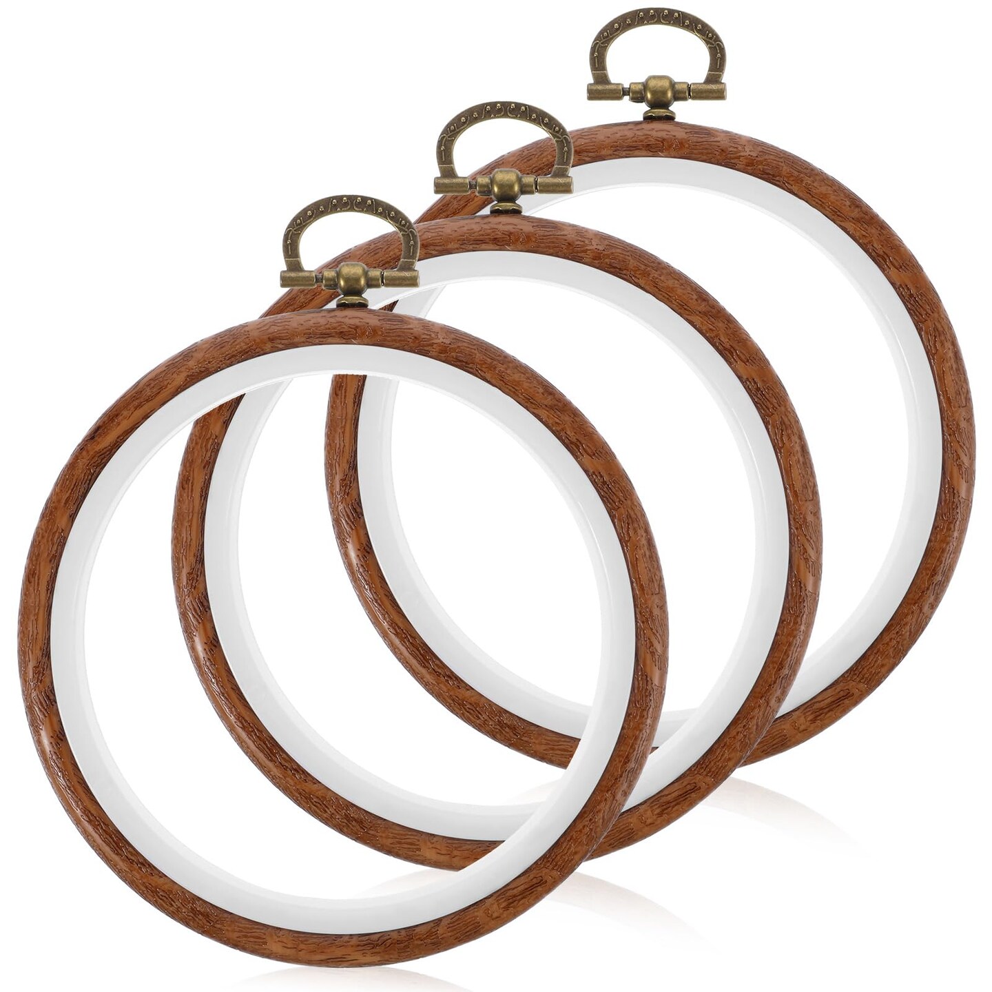 3 Pieces 3 Inch Embroidery Hoop Set, Cross Stitch Ornament Frames, Embroidery Hoop Imitated Wood Display Frame for Art Craft Sewing and Hanging Decor