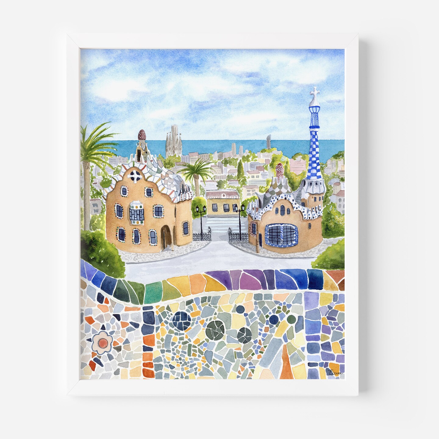 Barcelona Art Print | Park Güell Watercolor Painting | Housewarming Gift |  Spain Travel Poster | Travel Wall Art | Mediterranean Decor | MakerPlace by  Michaels, image size:1080x1080