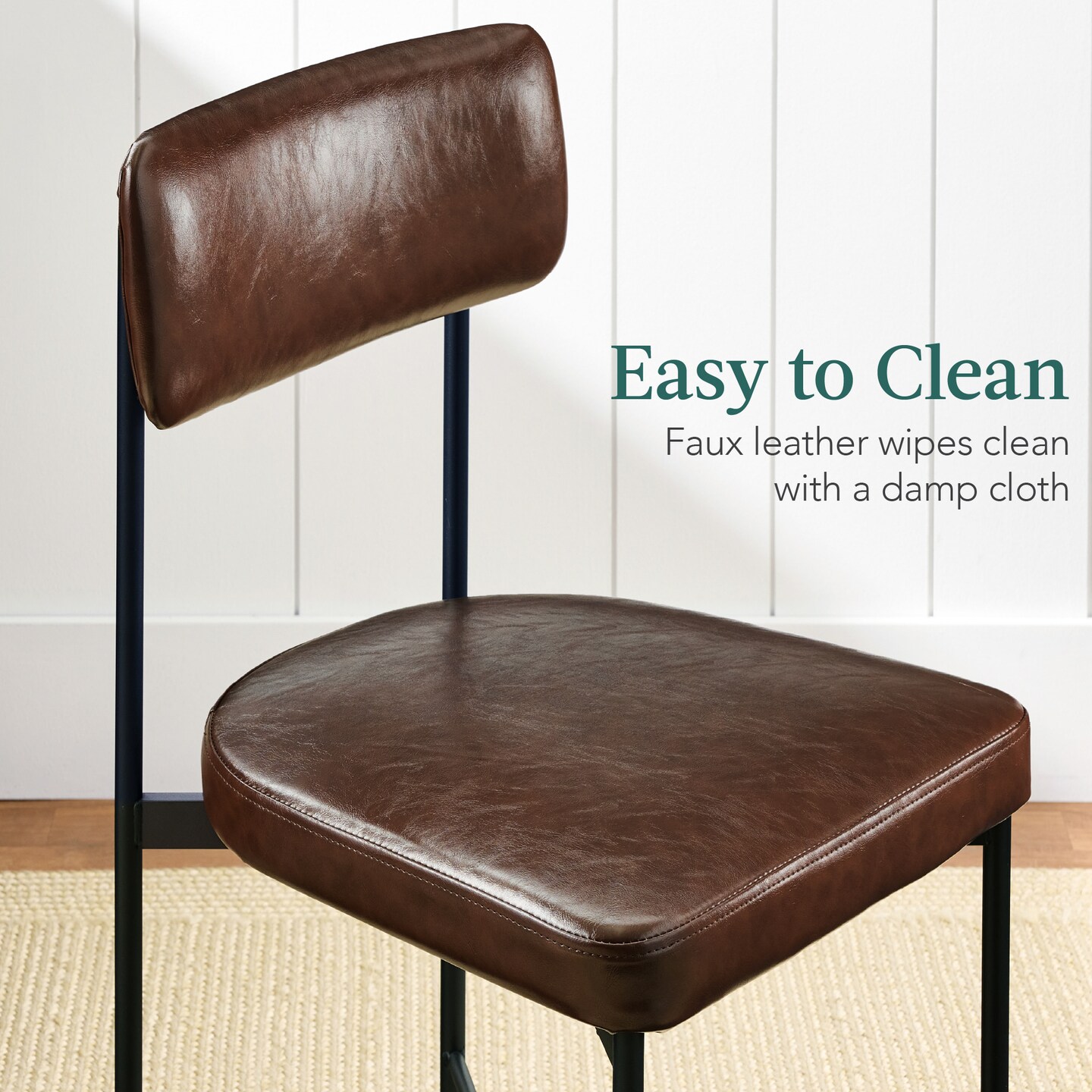 Best Choice Products Faux Leather Dining Chair Set of 2, Standard Height w/ Metal Frame