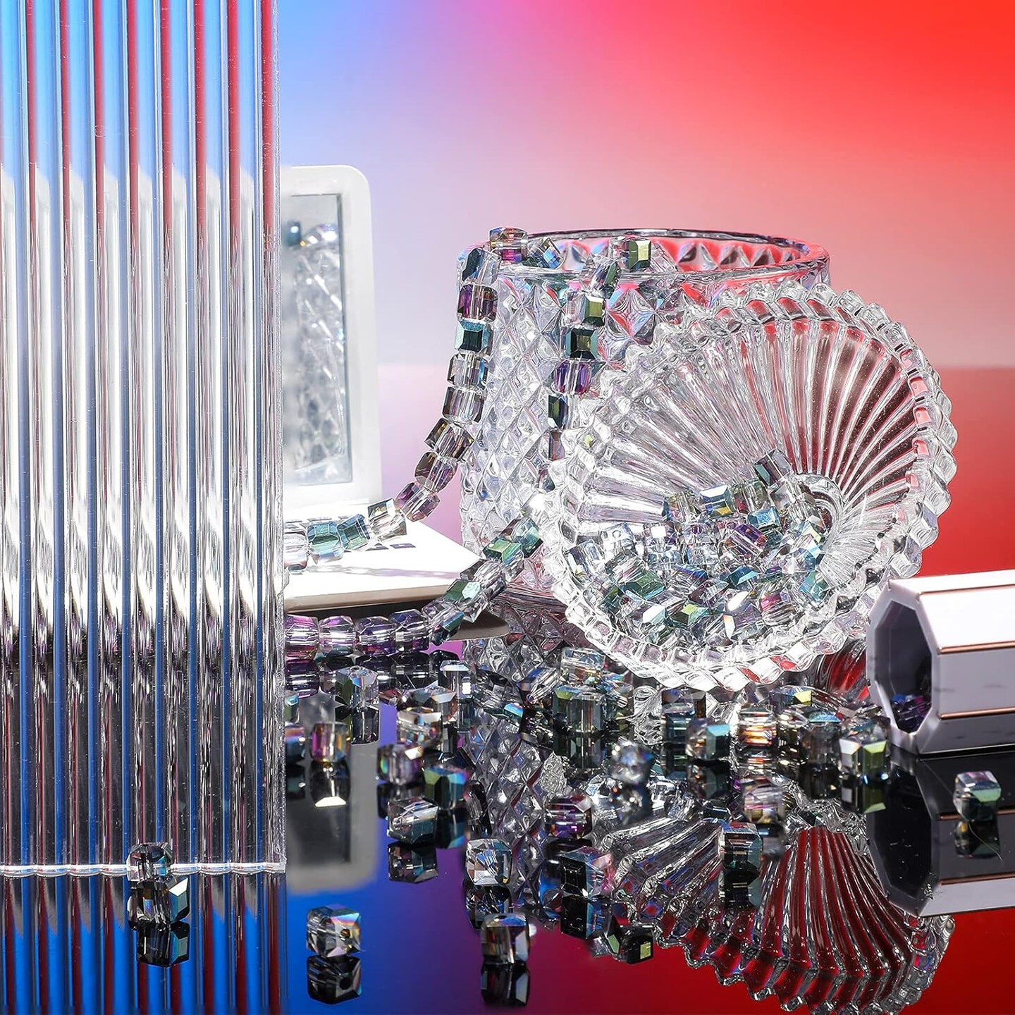 200 Pcs Austrian Crystal Cube Beads Green and Pink Square Glass Bead Quartz Loose Seed Beads