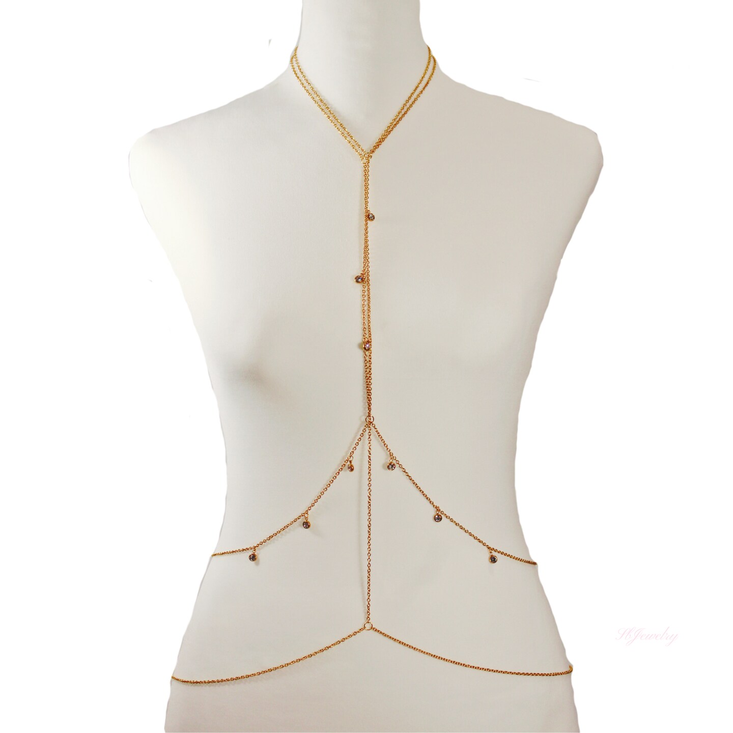 Delicate Y Shaped 18K Body Chain Tarnish Resistant Handmade  display picture 2