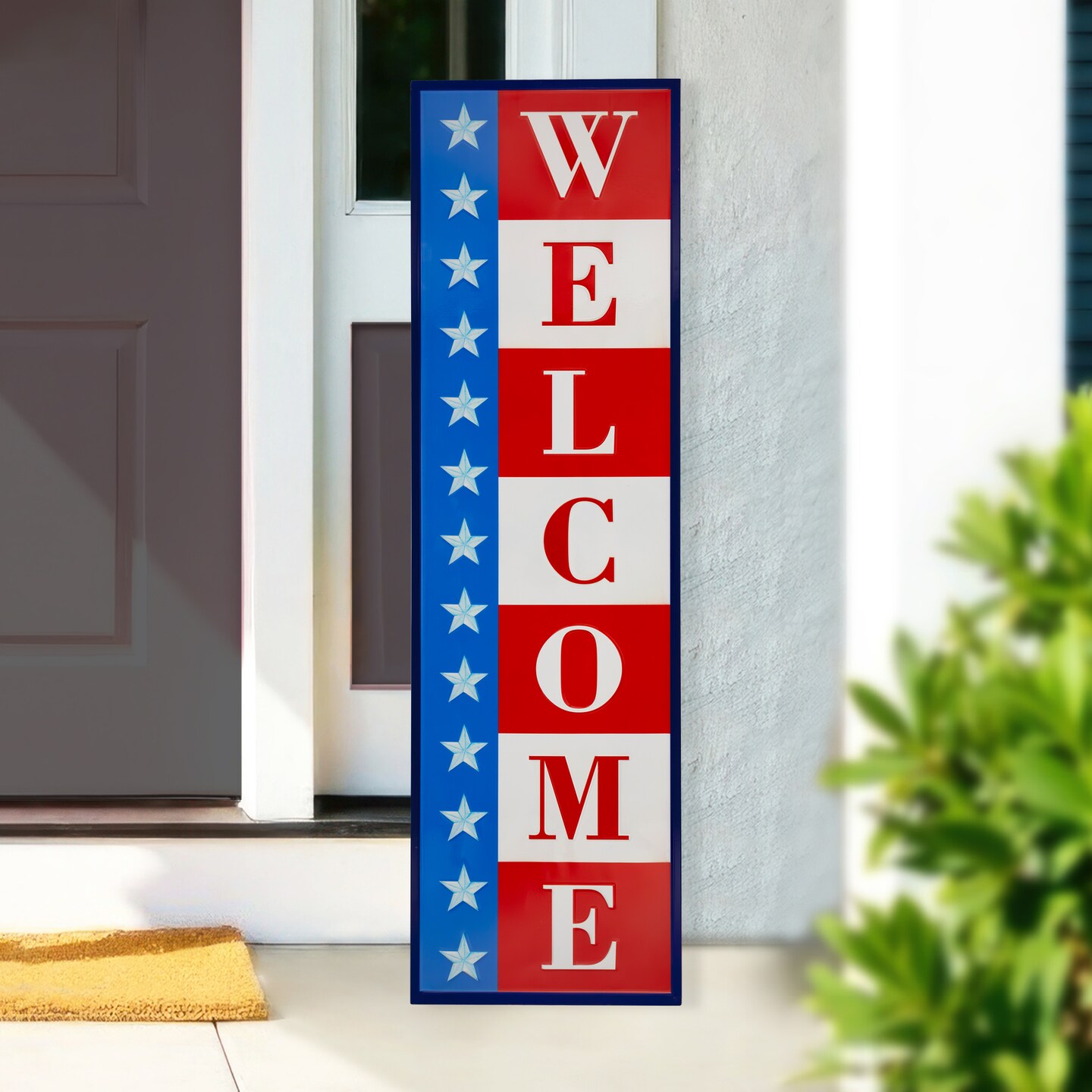 Northlight Americana "Welcome" Metal Porch Board Sign Decoration - 40"