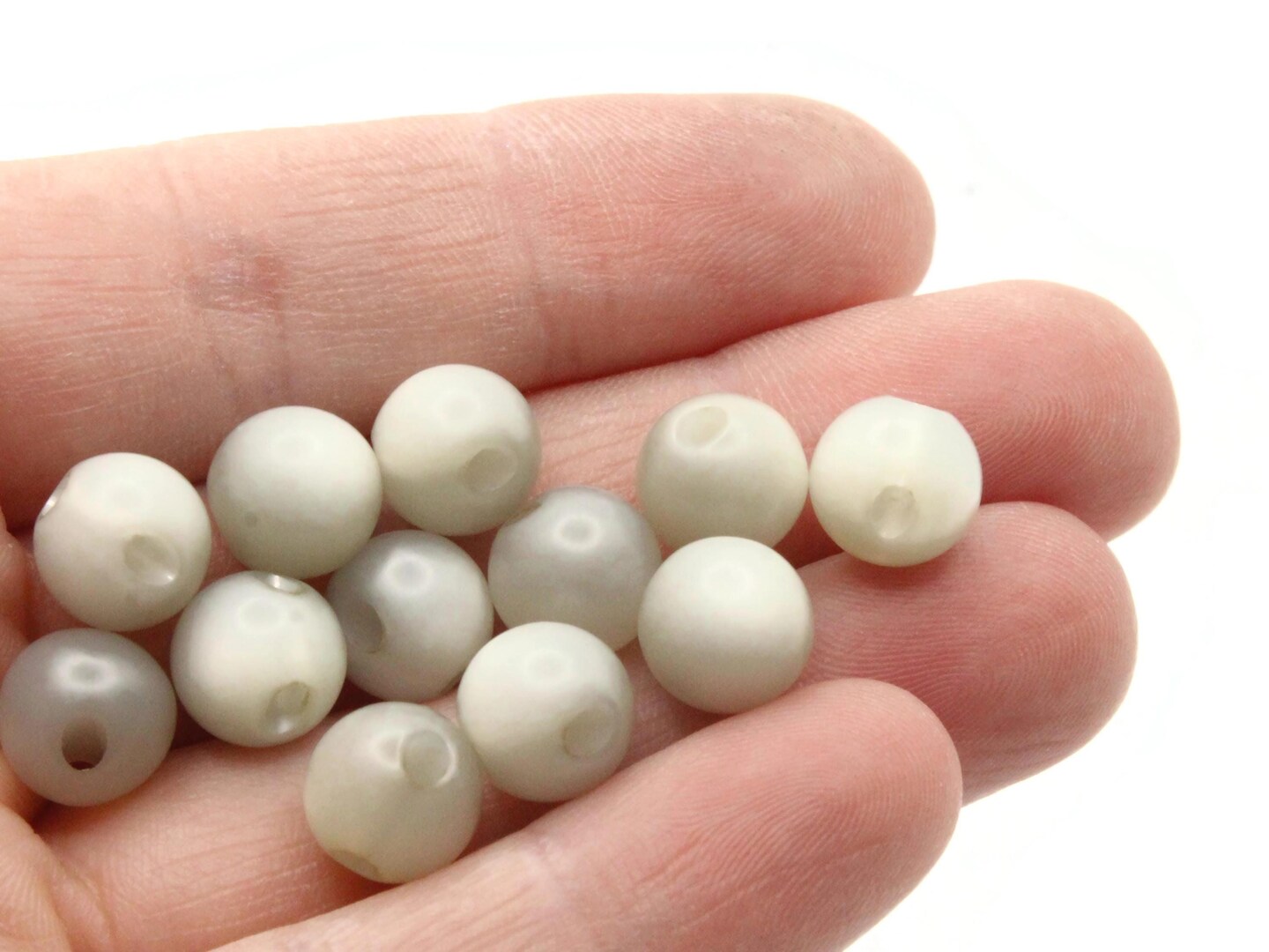 12 9mm 3/8 Inch Round Grey Vintage Moonglow Lucite Ball Buttons