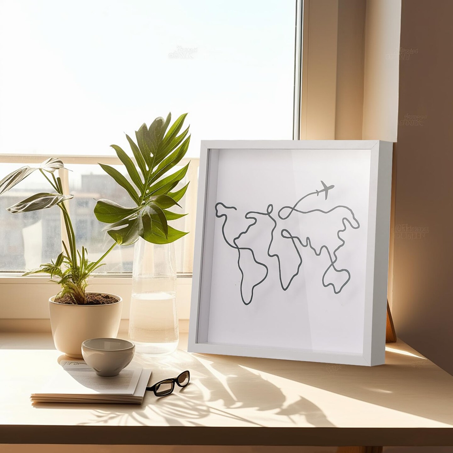 Travel Adventure Archive Shadow Box For Memories,8&#x26;12Inch Concert Travel Ticket Stub Memory Top Loading Shadow Keepsake Box With Slot On Top,life In a Shadow Box Travel Gift Frame (White, 8x8)