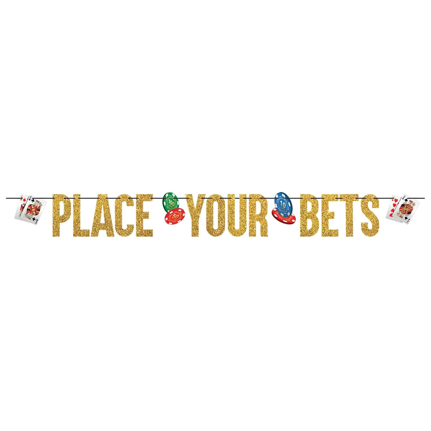Casino Party &#x22;Place Your Bets&#x22; Letter Banner - 12ft