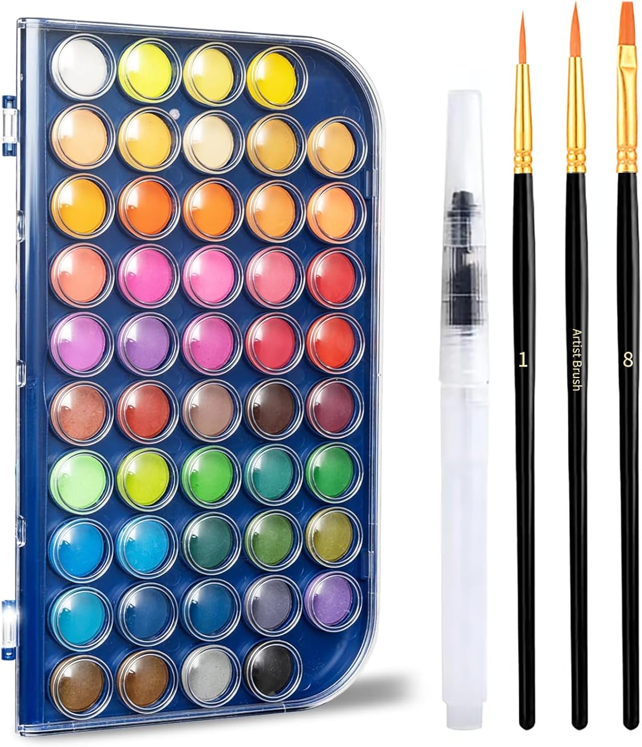 Watercolor Paint Set, 48 Colors Non toxic Watercolor Paint with a Brush Refillable a Water Brush Pen and Palette