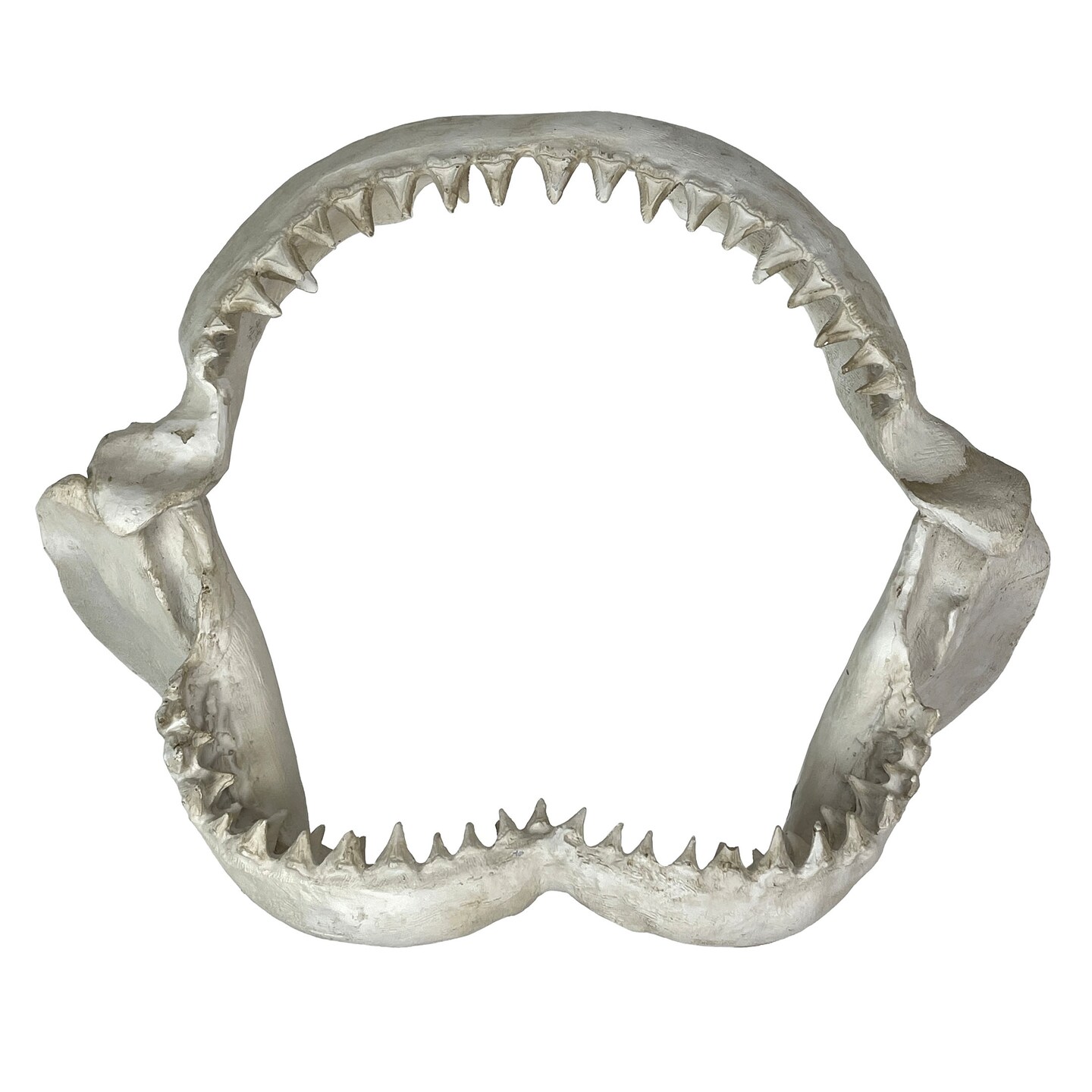 Replica Shark Jaw Wall Sculpture Resin Coastal Nautical Decor 16&#x22; Off-White Art